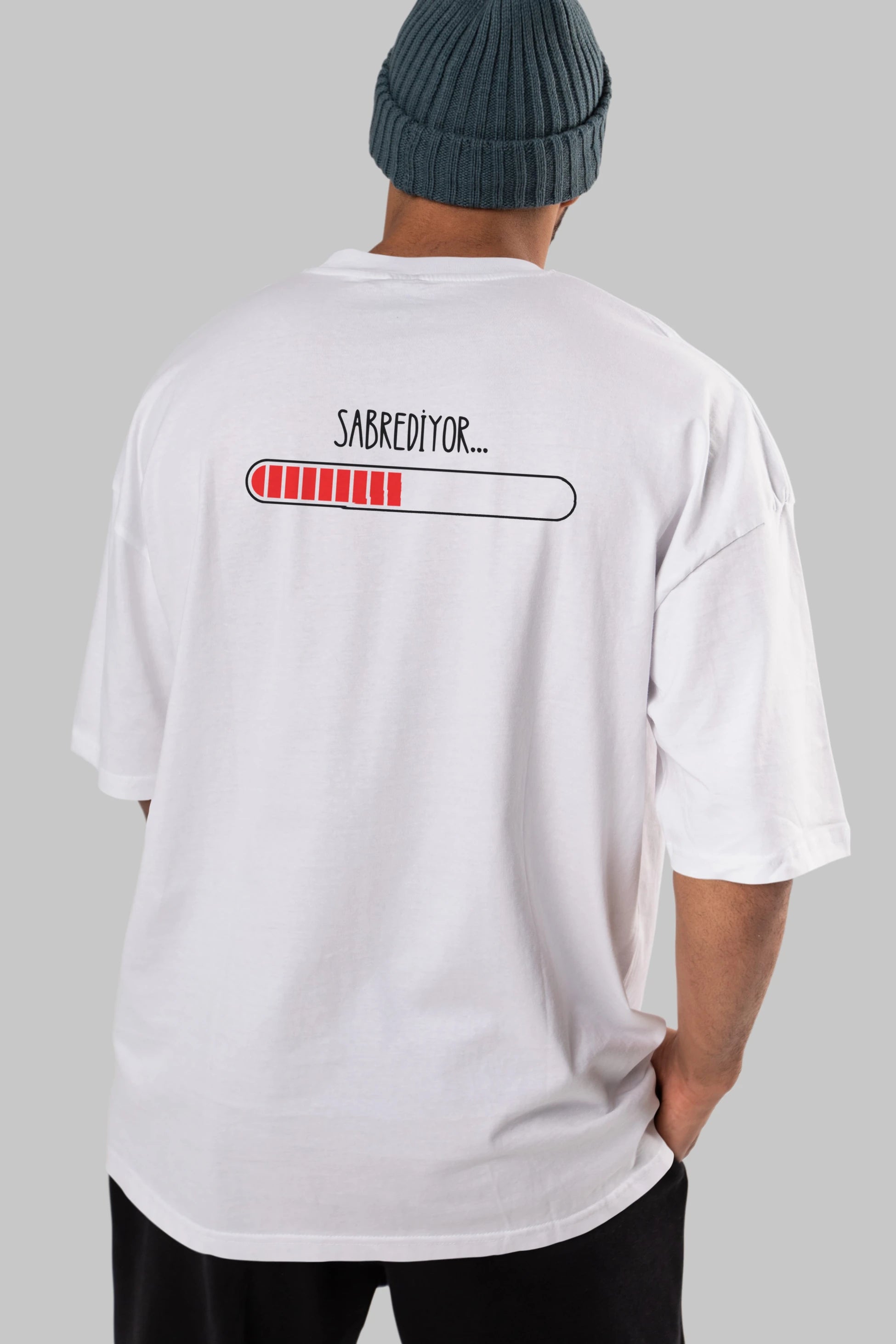 Sabrediyor Yazılı Arka Baskılı Oversize t-shirt Erkek Kadın Unisex