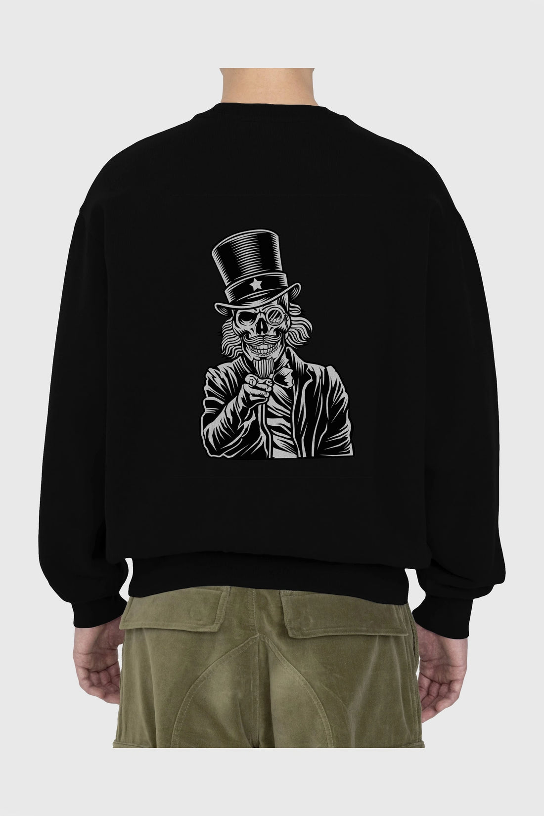 I Want You Skull Arka Baskılı Oversize Sweatshirt Erkek Kadın Unisex