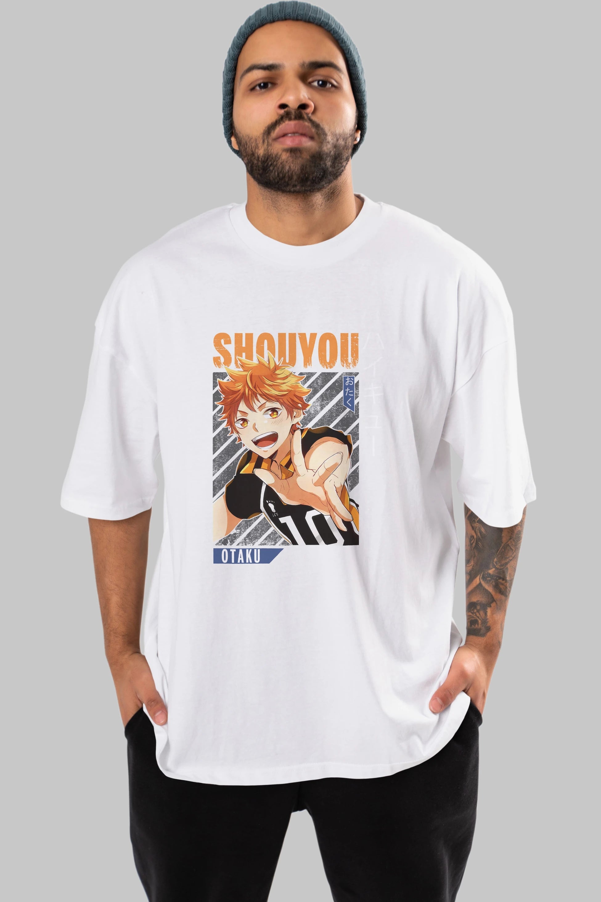 Shouyou Hinata 9 Anime Ön Baskılı Oversize t-shirt %100 pamuk Erkek Kadın Unisex