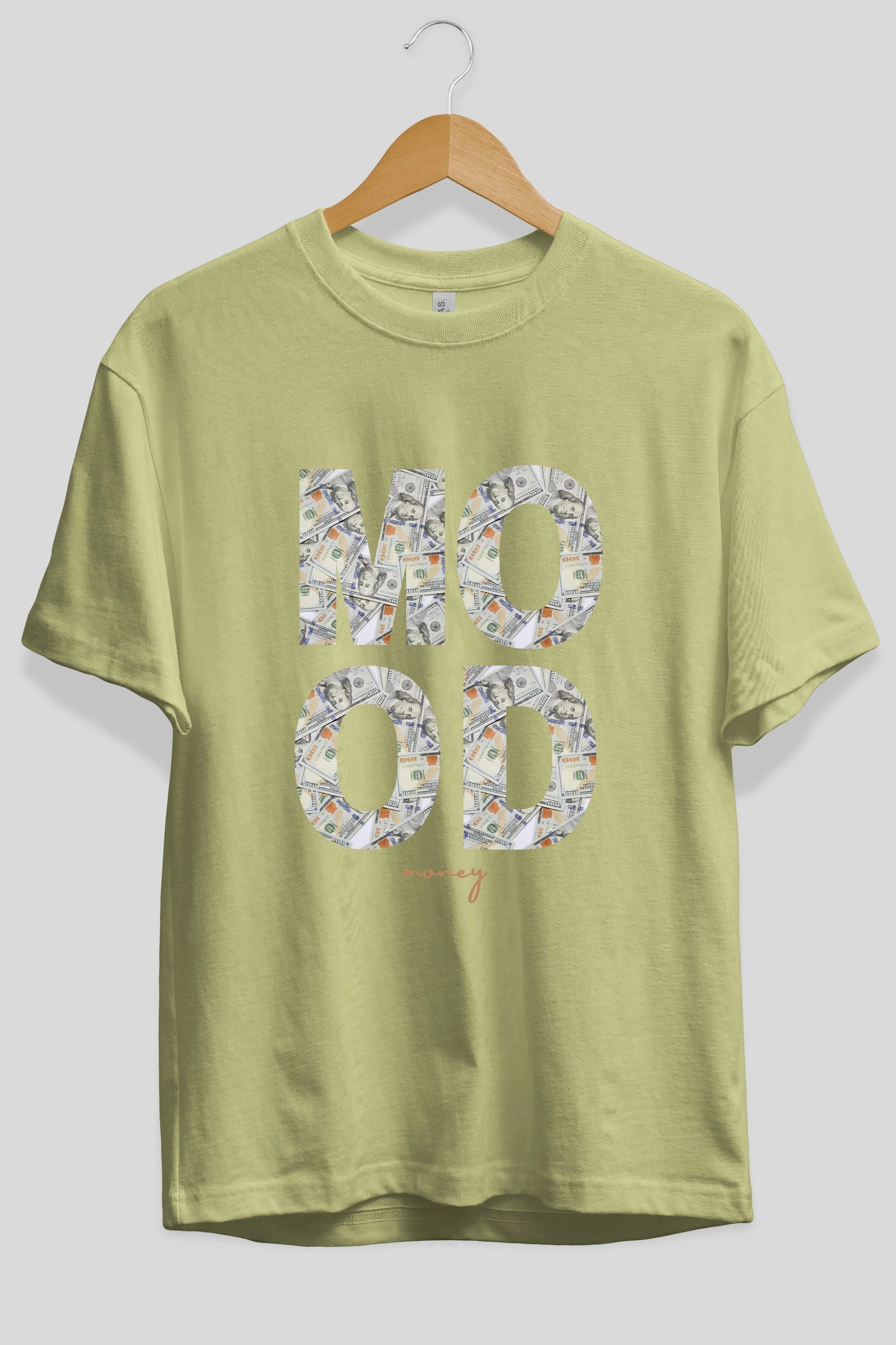 Mood Money Yazılı Ön Baskılı Oversize t-shirt Erkek Kadın Unisex