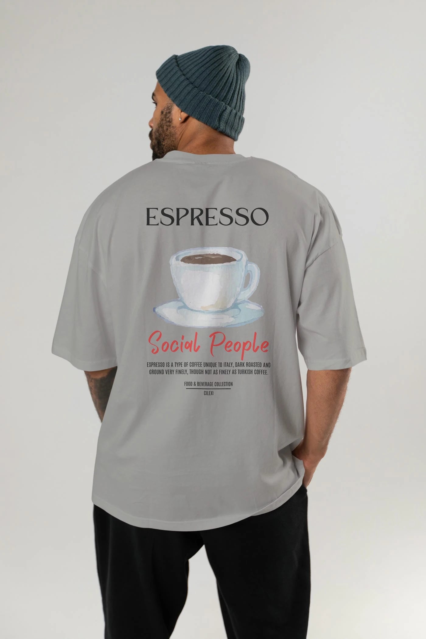 Espresso Kokteyl Serisi Baskılı Oversize t-shirt Erkek Kadın Unisex %100 Pamuk Bisiklet Yaka tişort