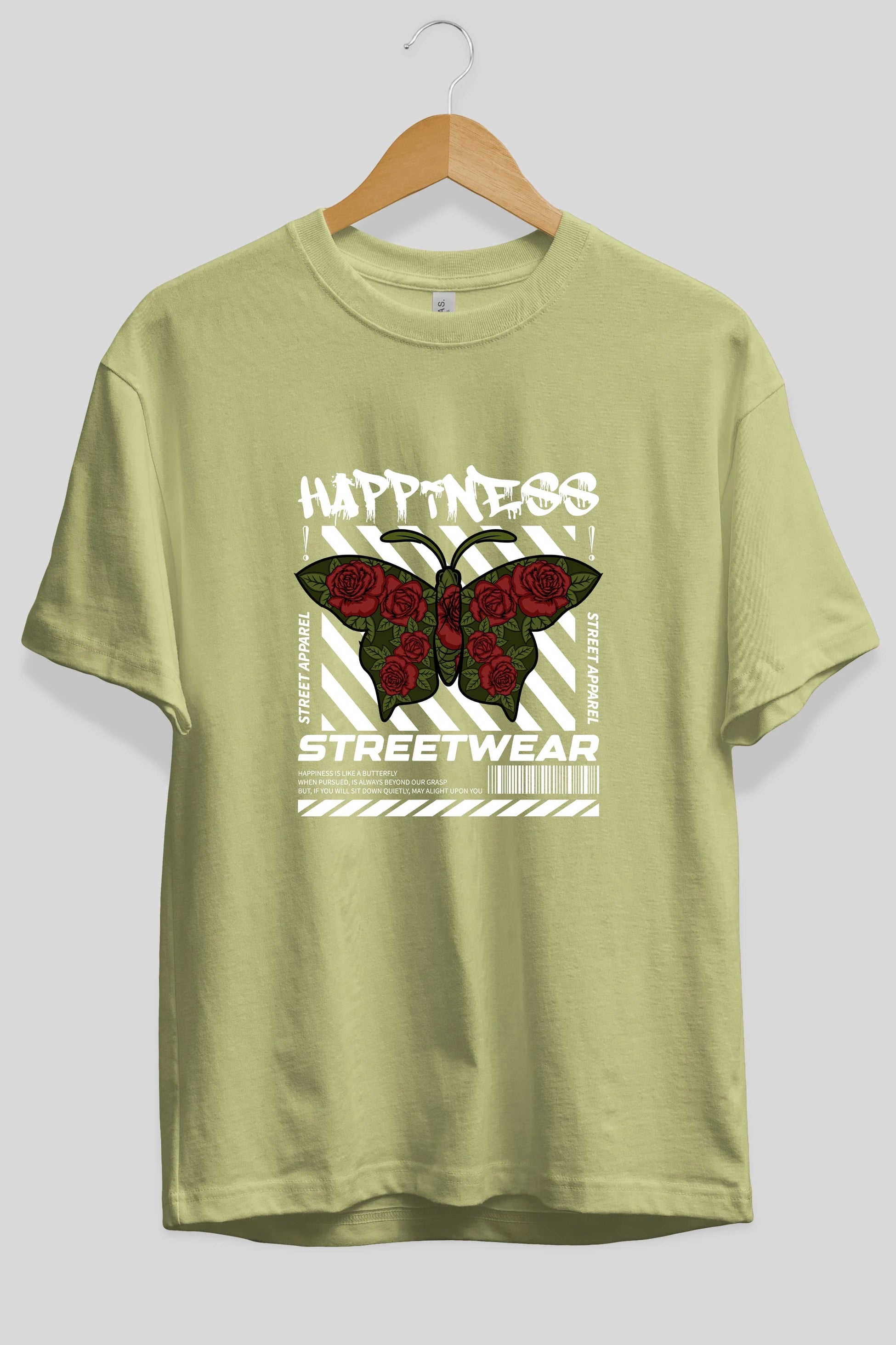 Happiness Streetwear Ön Baskılı Oversize t-shirt Erkek Kadın Unisex