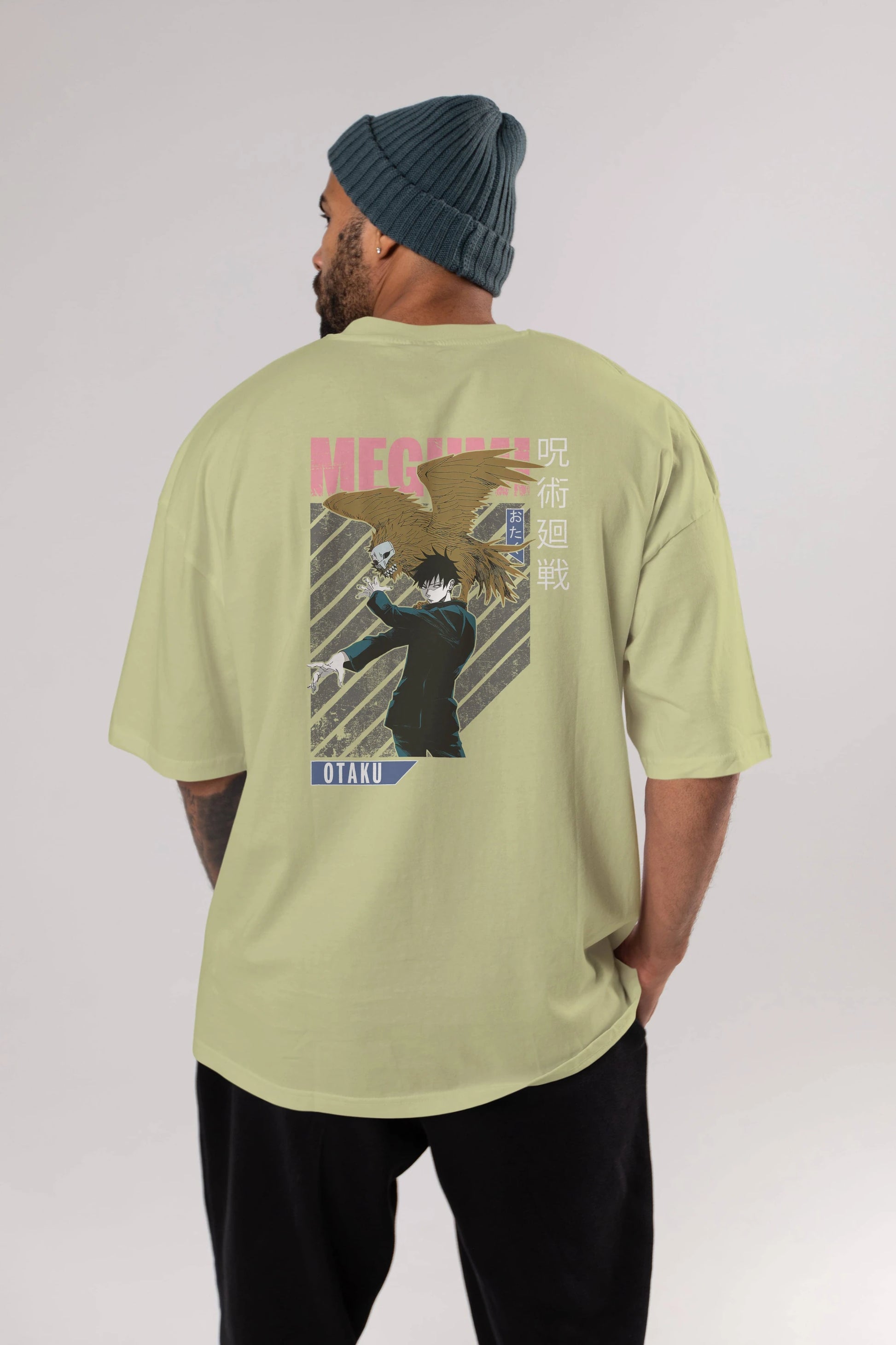 Megumi Fushiguro 2 Anime Arka Baskılı Oversize t-shirt Erkek Kadın Unisex
