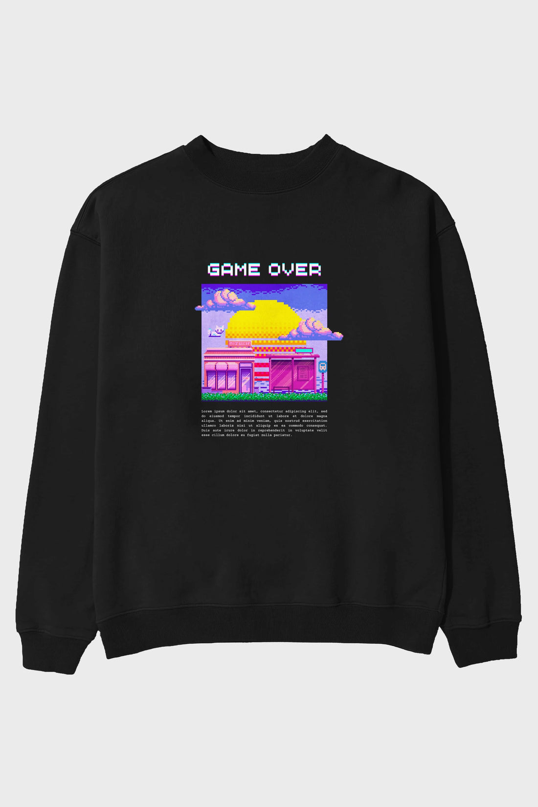 Game Over Yazılı Ön Baskılı Oversize Sweatshirt Erkek Kadın Unisex