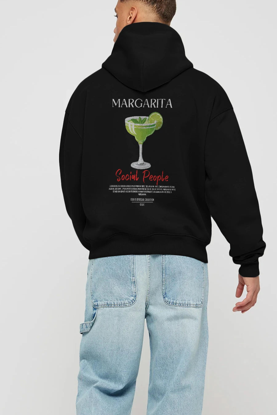 Margarita Kokteyl Arka Baskılı Hoodie Oversize Kapüşonlu Sweatshirt Erkek Kadın