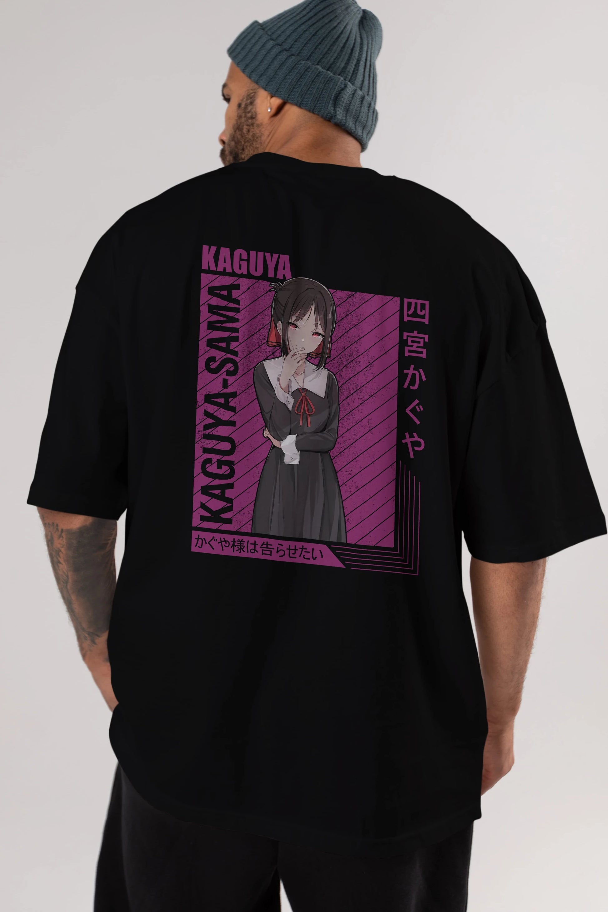 Kaguya Shinomiya 4 1 Anime Arka Baskılı Oversize t-shirt Erkek Kadın Unisex