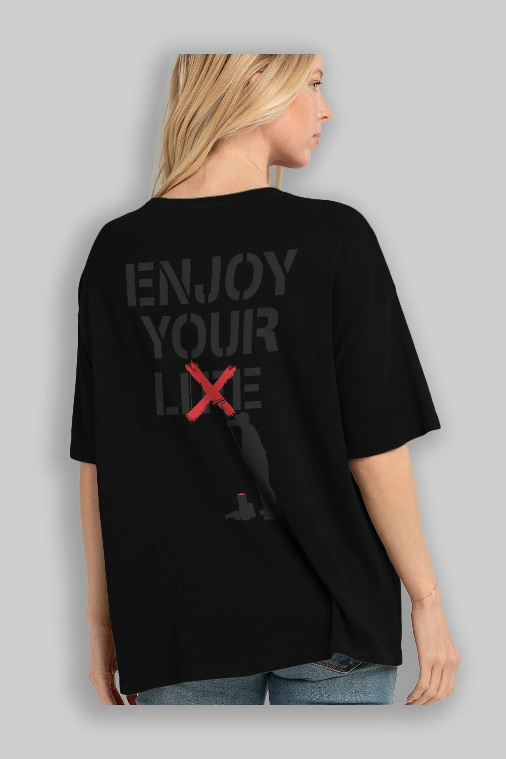 Enjoy Your Lie Arka Baskılı Oversize t-shirt %100 pamuk Erkek Kadın Unisex