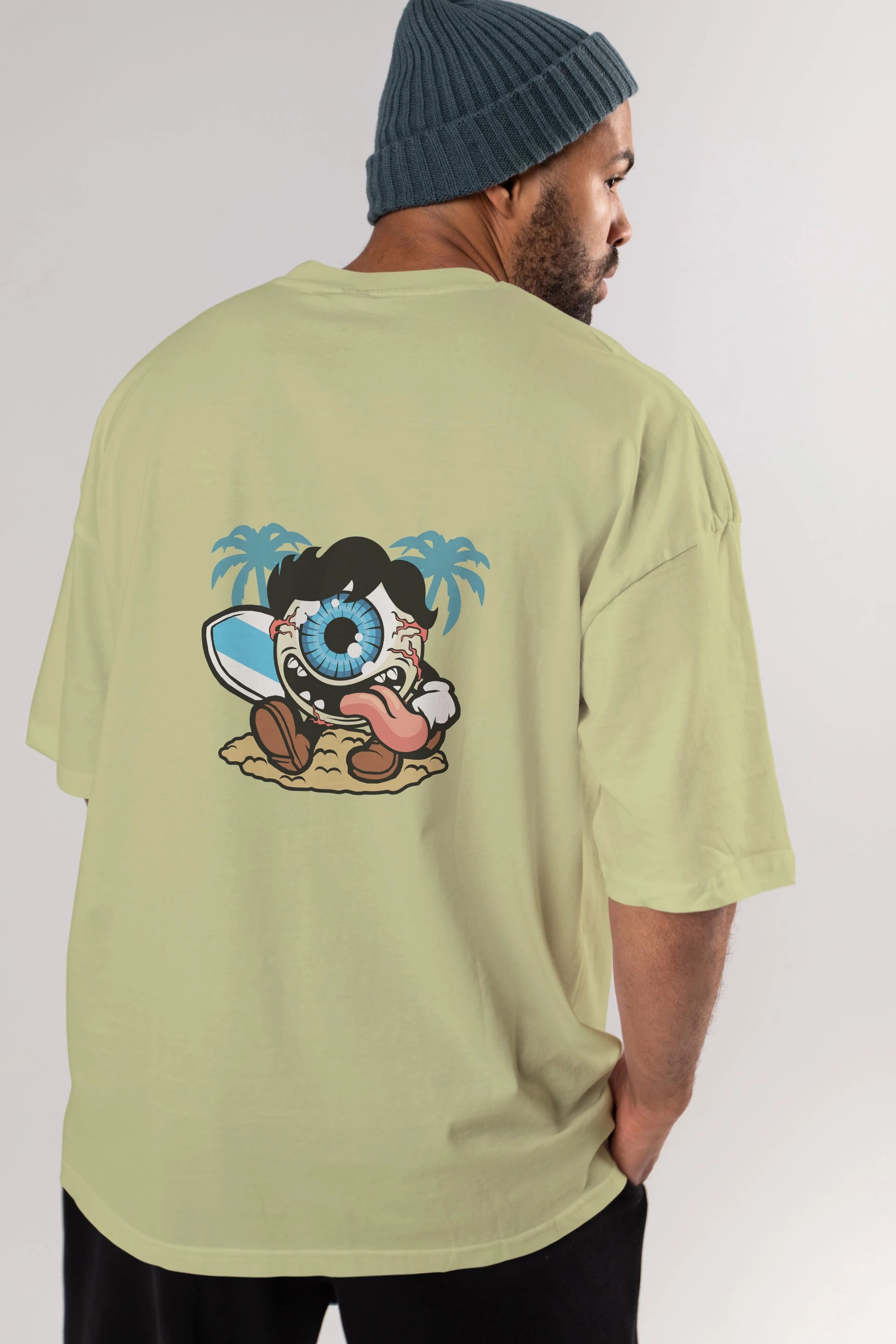 Eye Ball Surfer Arka Baskılı Oversize t-shirt Erkek Kadın Unisex %100 Pamuk tişort