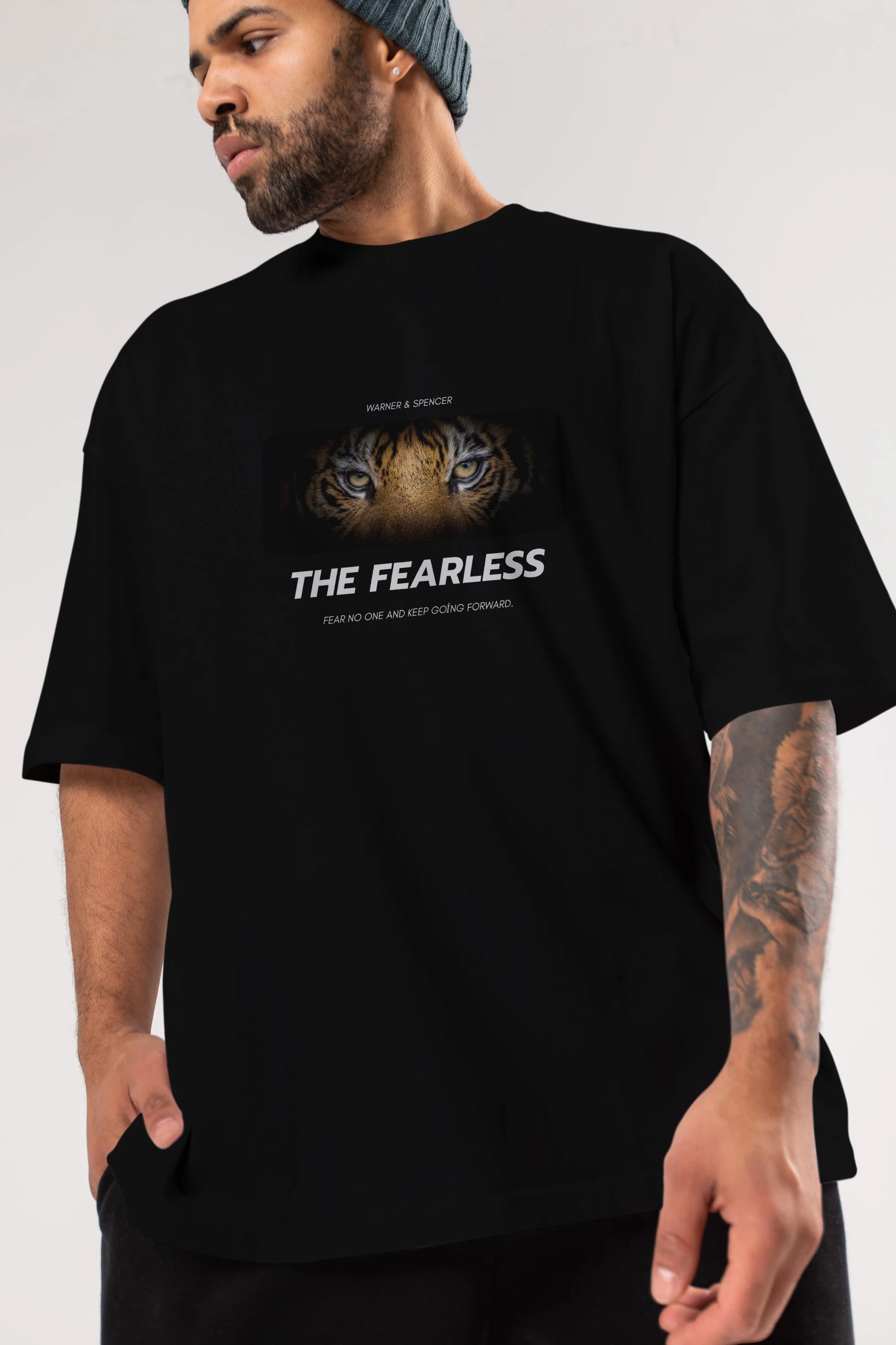 The Fearless Yazılı Ön Baskılı Oversize t-shirt Erkek Kadın Unisex