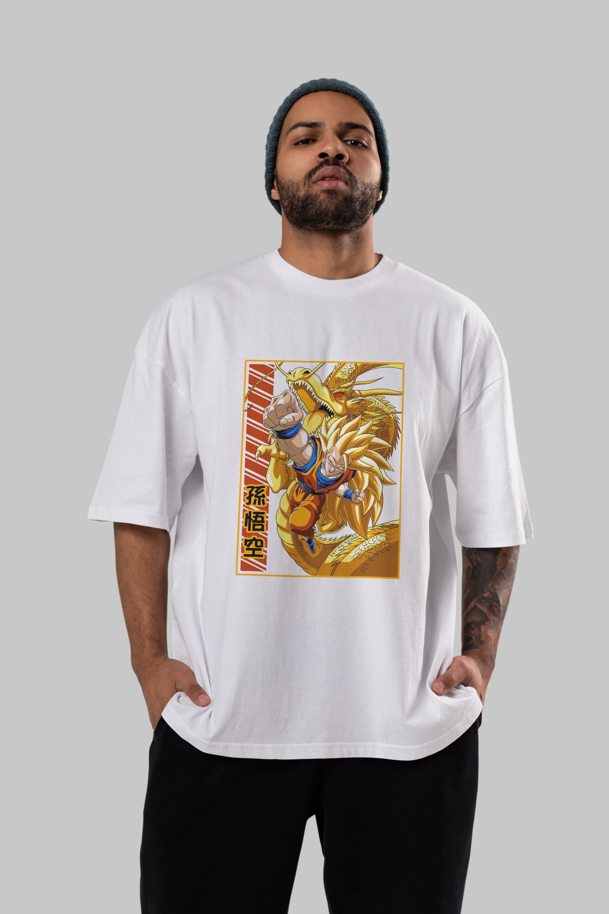 DragonBall Goku Anime Ön Baskılı Oversize t-shirt %100 pamuk Erkek Kadın Unisex