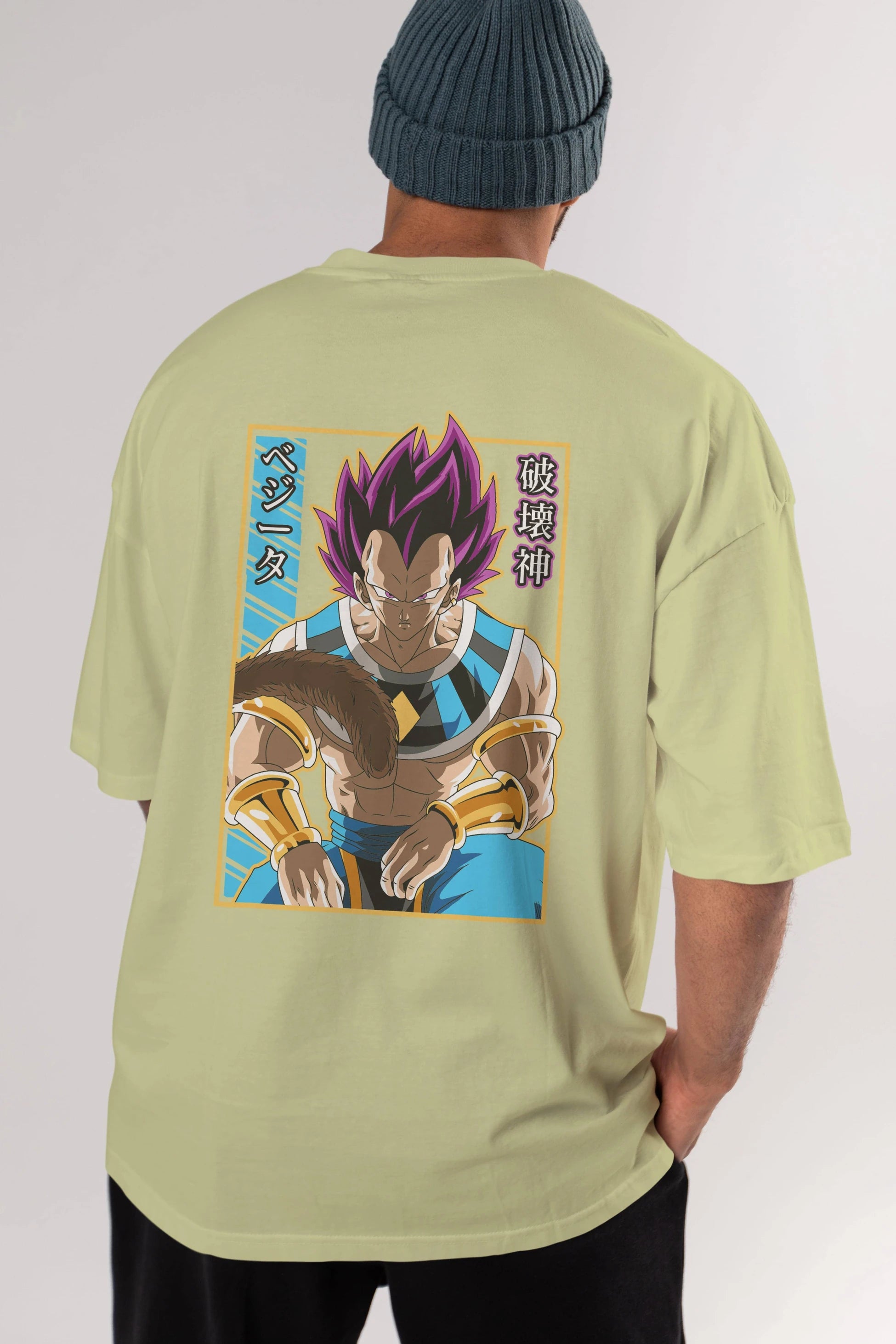 DragonBall VegetaHakaishin Anime Arka Baskılı Oversize t-shirt Erkek Kadın Unisex