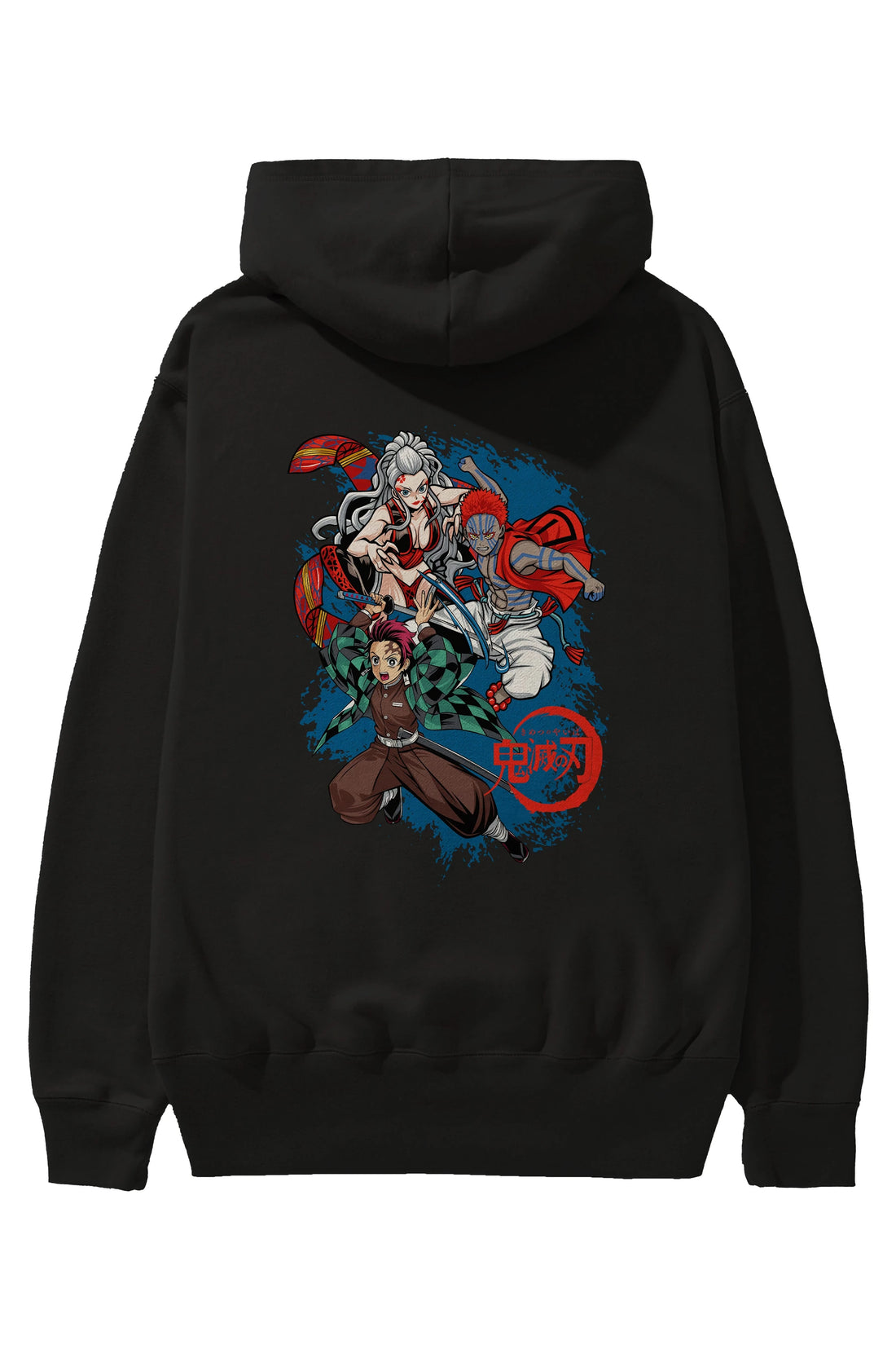 TANJIRO ,AKAZA,DAKI Anime Arka Baskılı Hoodie Oversize Kapüşonlu Sweatshirt Erkek Kadın Unisex