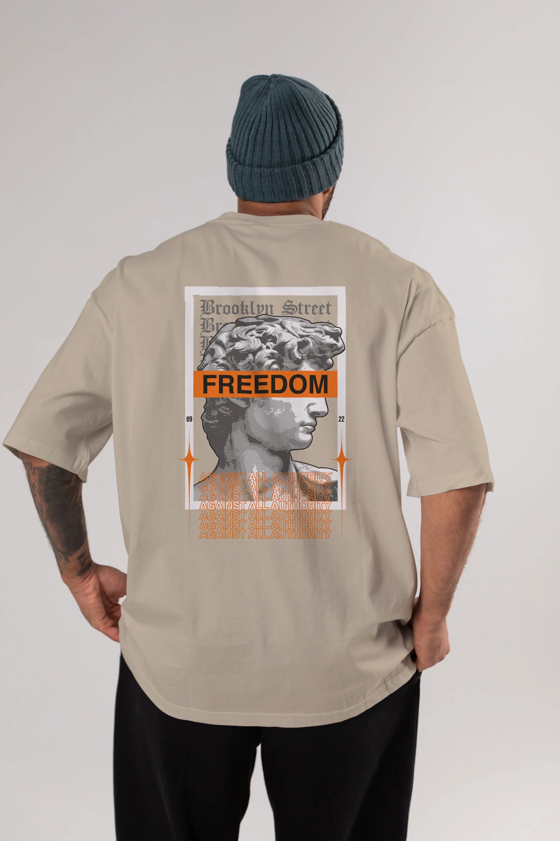 Brooklyn Street Arka Baskılı Oversize t-shirt Erkek Kadın Unisex