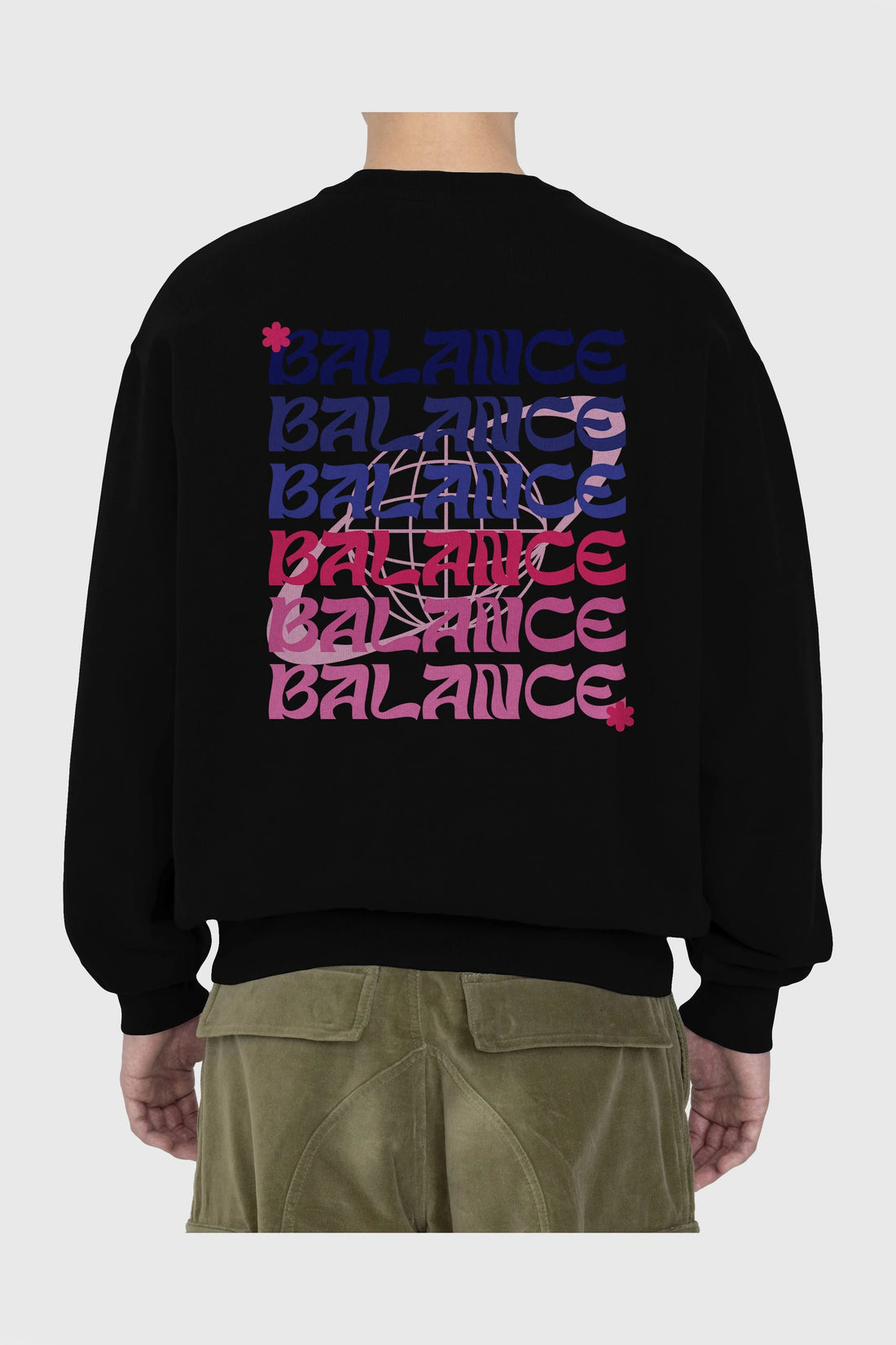 Balance Yazılı Arka Baskılı Oversize Sweatshirt Erkek Kadın Unisex