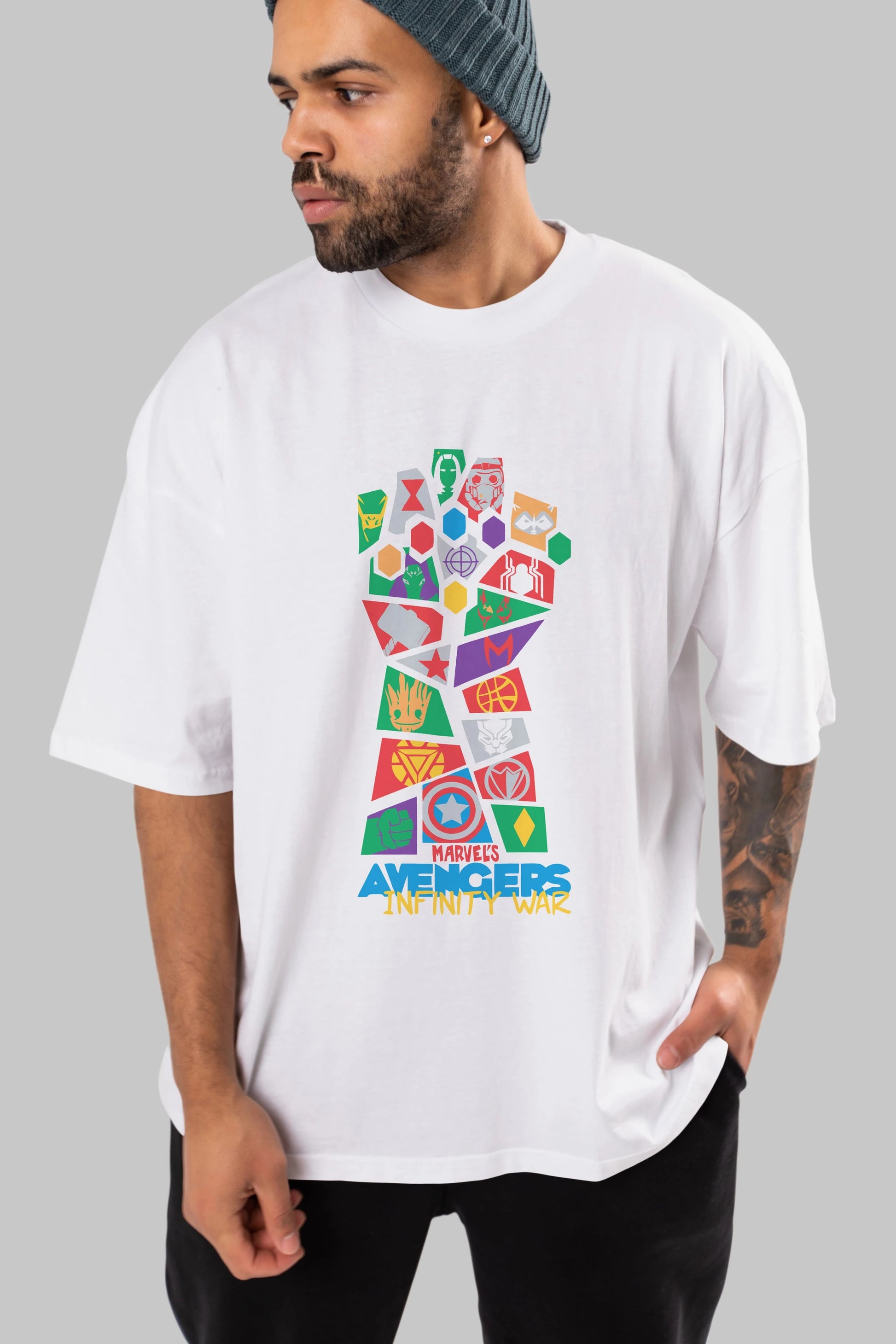 The Avengers Ön Baskılı Oversize t-shirt Erkek Kadın Unisex %100 Pamuk Bisiklet Yaka tişort