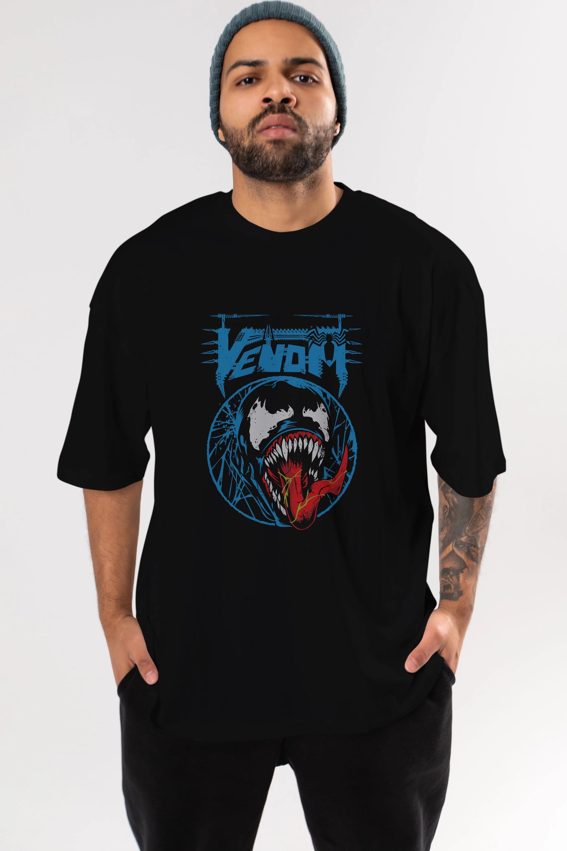 Venom (23) Ön Baskılı Oversize t-shirt Erkek Kadın Unisex %100 Pamuk Bisiklet Yaka tişort