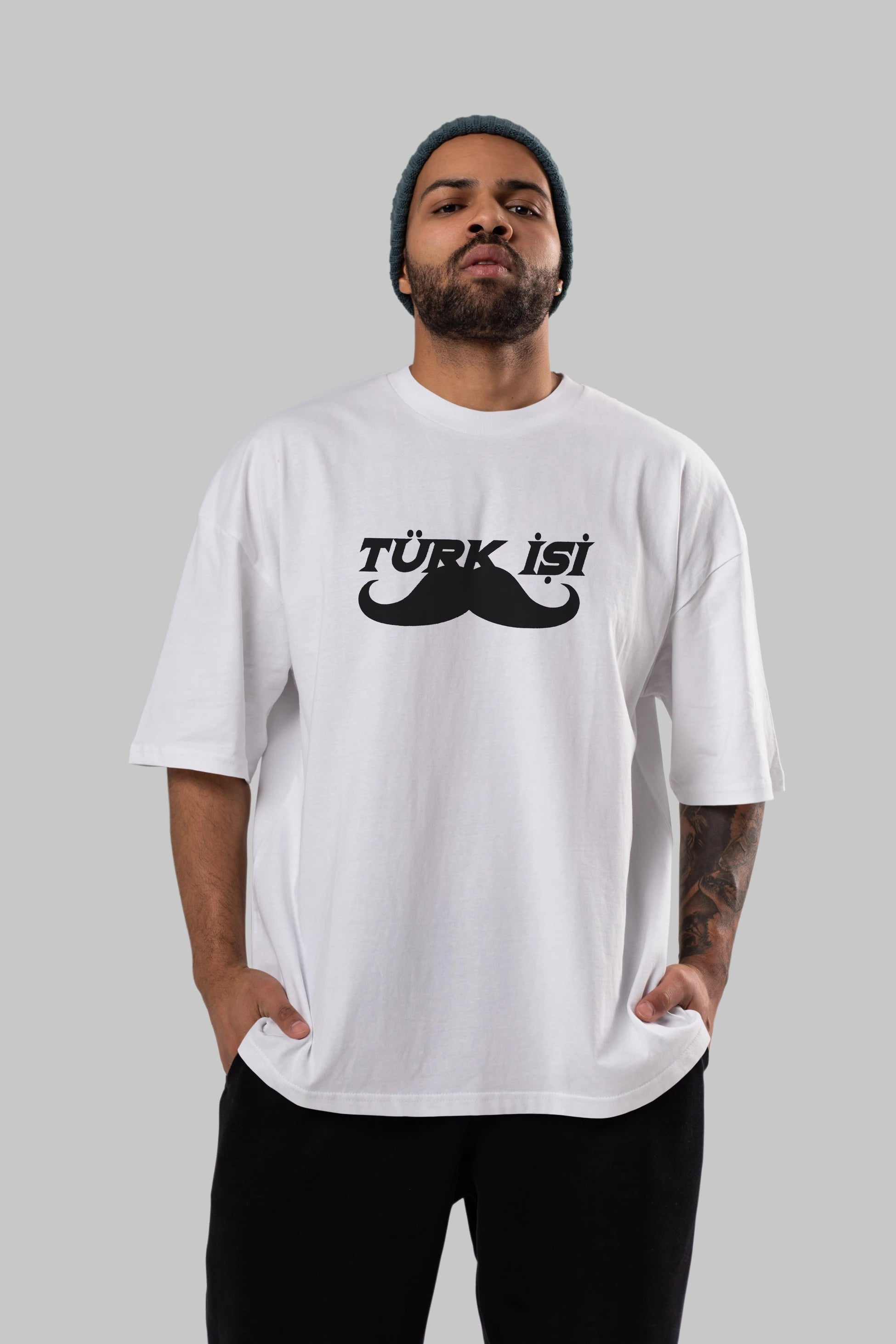 Türk İşi Ön Baskılı Oversize t-shirt %100 pamuk Erkek Kadın Unisex