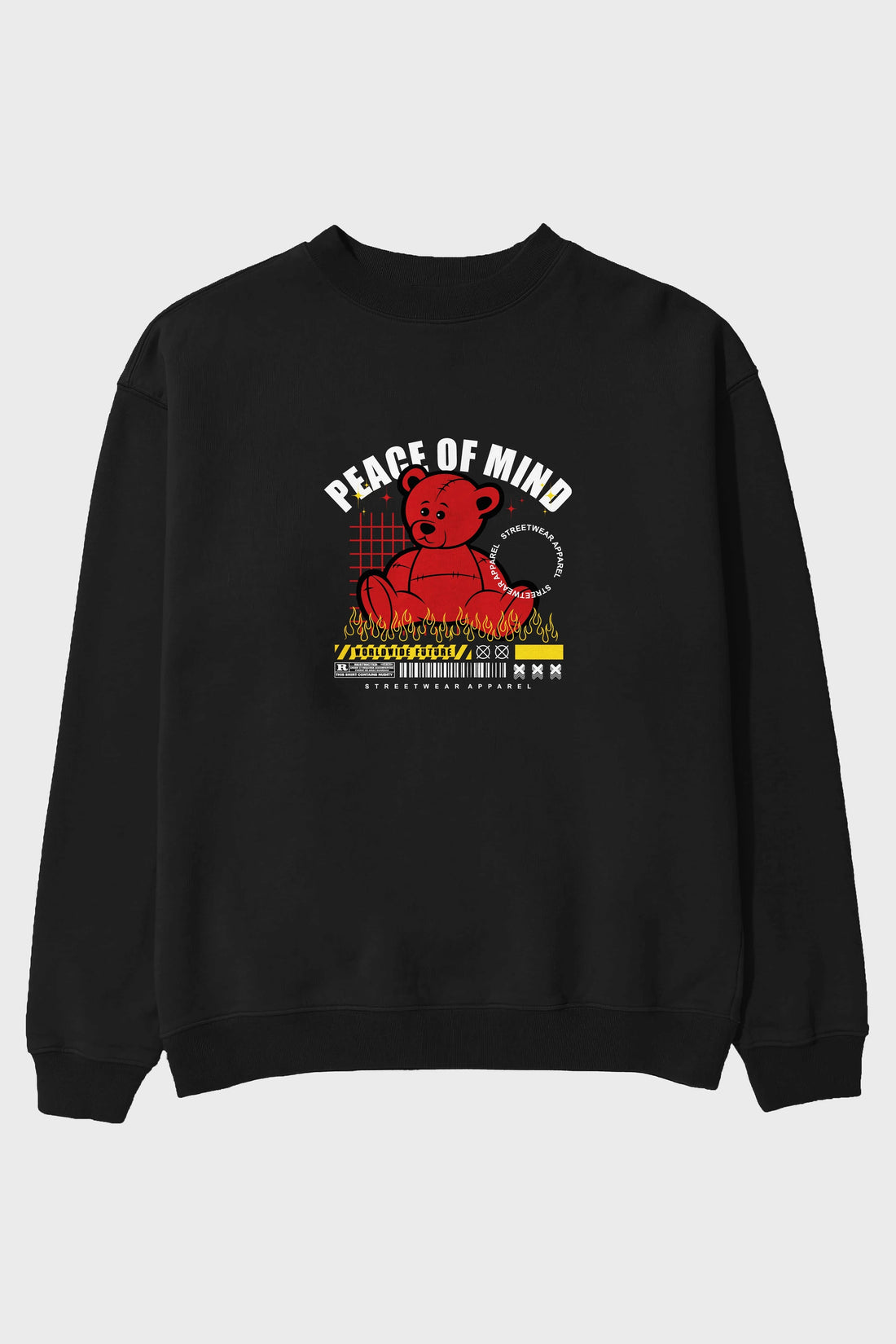 Teddy Bear Peace of Mind Ön Baskılı Oversize Sweatshirt Erkek Kadın Unisex