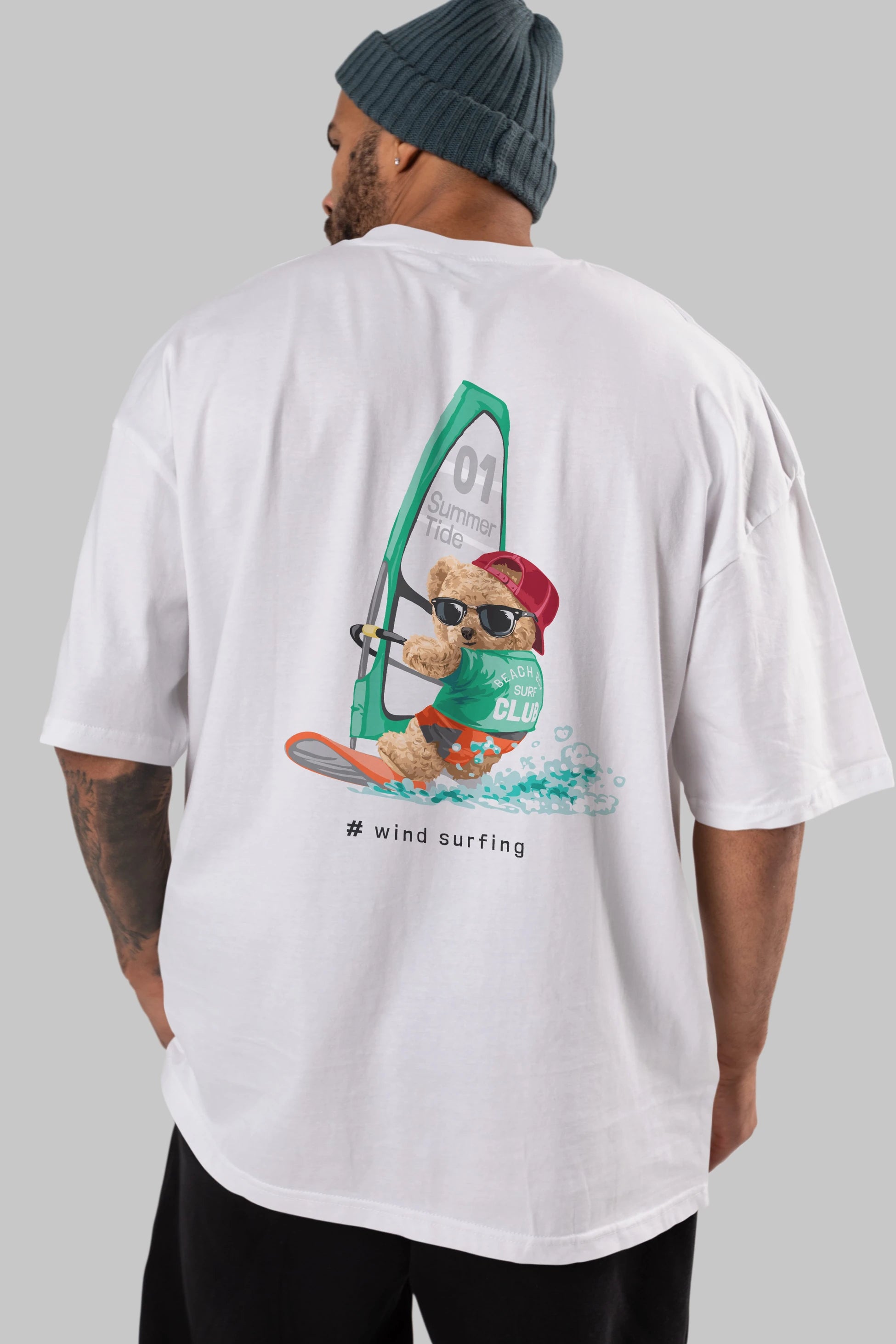 Teddy Bear Summer Tide Arka Baskılı Oversize t-shirt Erkek Kadın Unisex %100 Pamuk