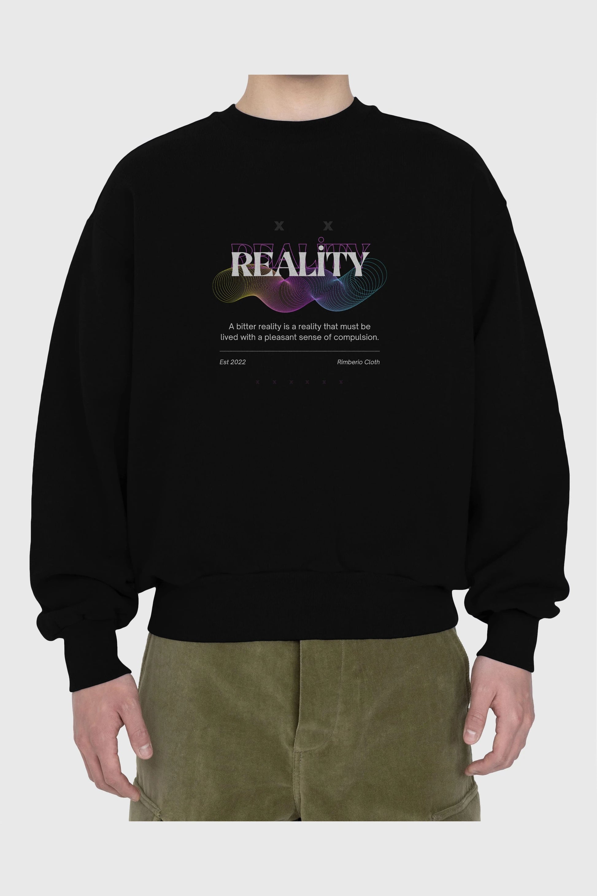 Reality 2 Ön Baskılı Oversize Sweatshirt Erkek Kadın Unisex