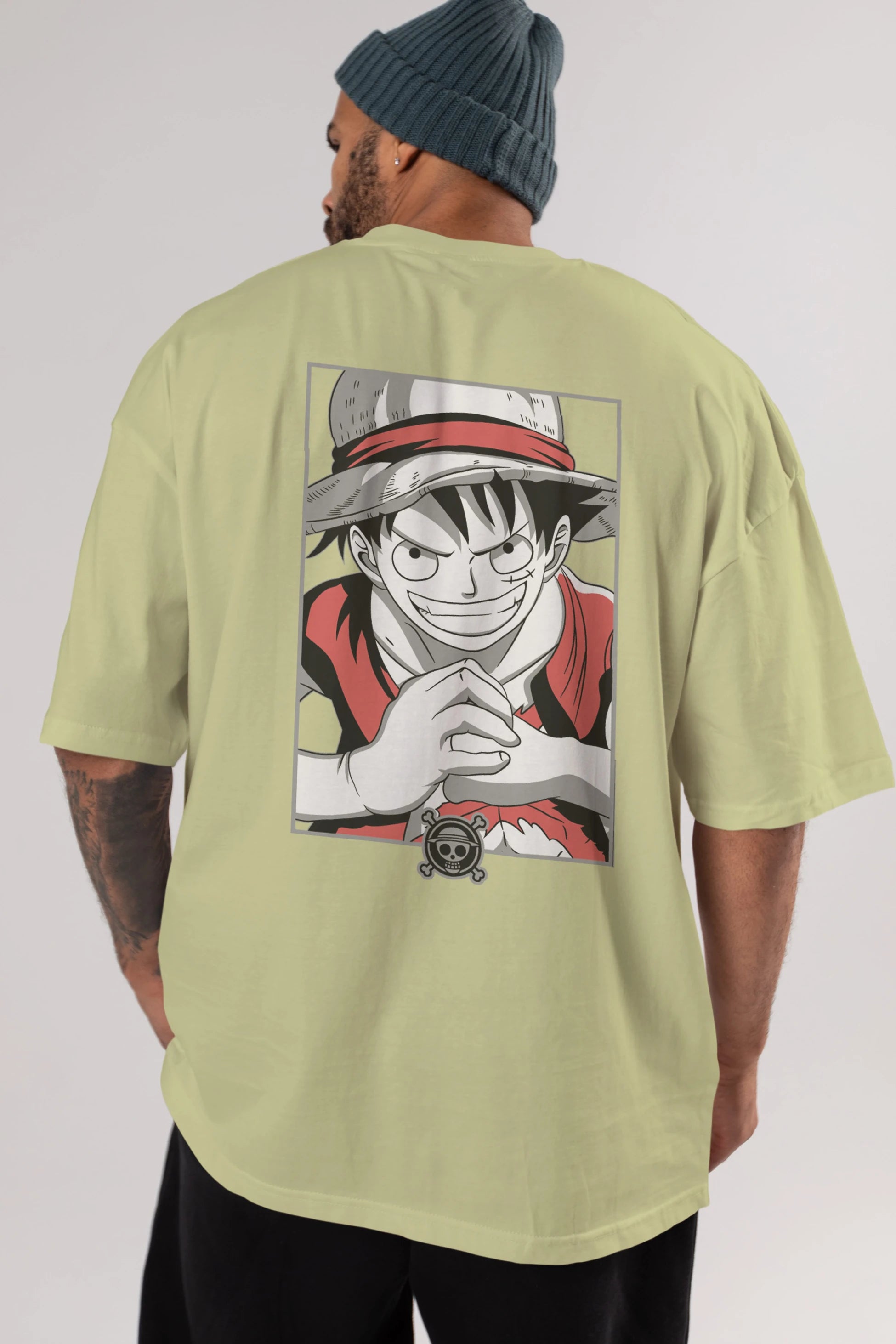 LUFF D. MONKEY OnePiece Anime Arka Baskılı Oversize t-shirt Erkek Kadın Unisex