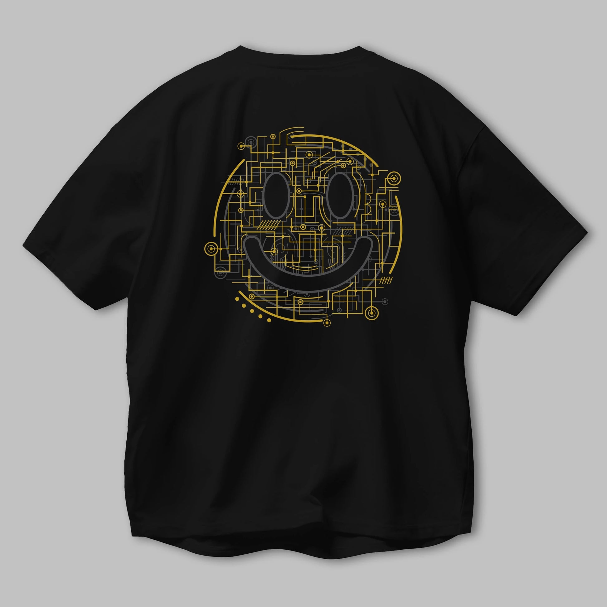 Electric Smiley Arka Baskılı Oversize t-shirt %100 pamuk Erkek Kadın Unisex