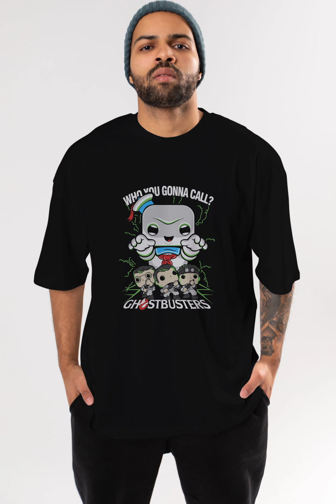Ghostbusters Ön Baskılı Oversize t-shirt Erkek Kadın Unisex %100 Pamuk Bisiklet Yaka tişort