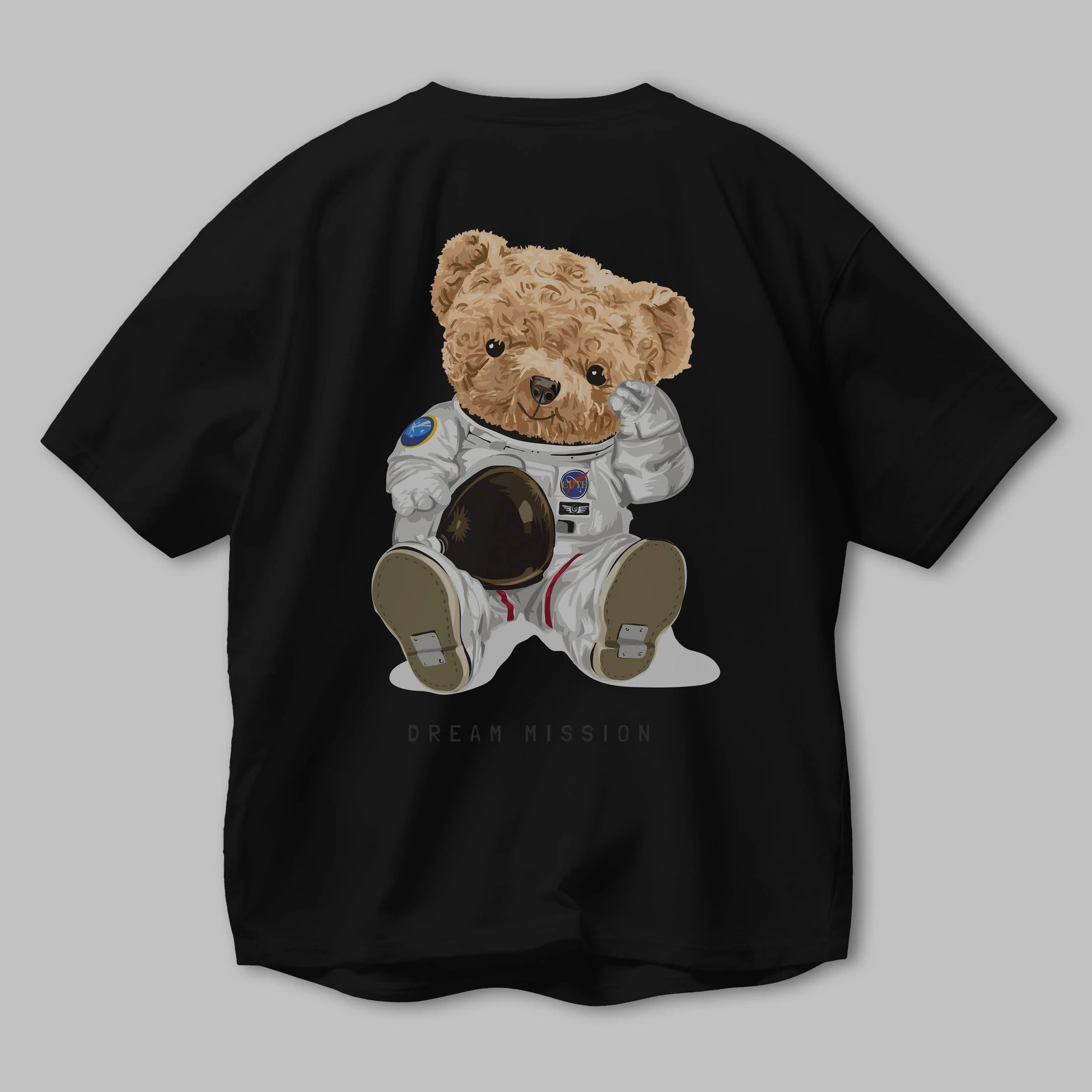 Teddy Bear Asrtonot Arka Baskılı Oversize t-shirt Erkek Kadın Unisex %100 Pamuk