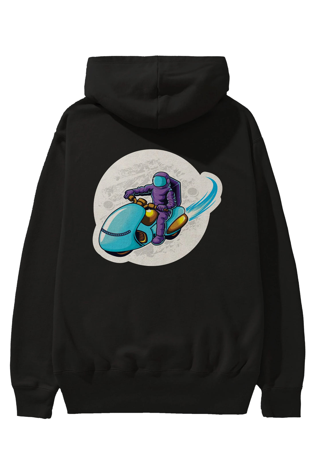 Astrorider in Space Sticker Arka Baskılı Hoodie Oversize Kapüşonlu Sweatshirt Erkek Kadın Unisex