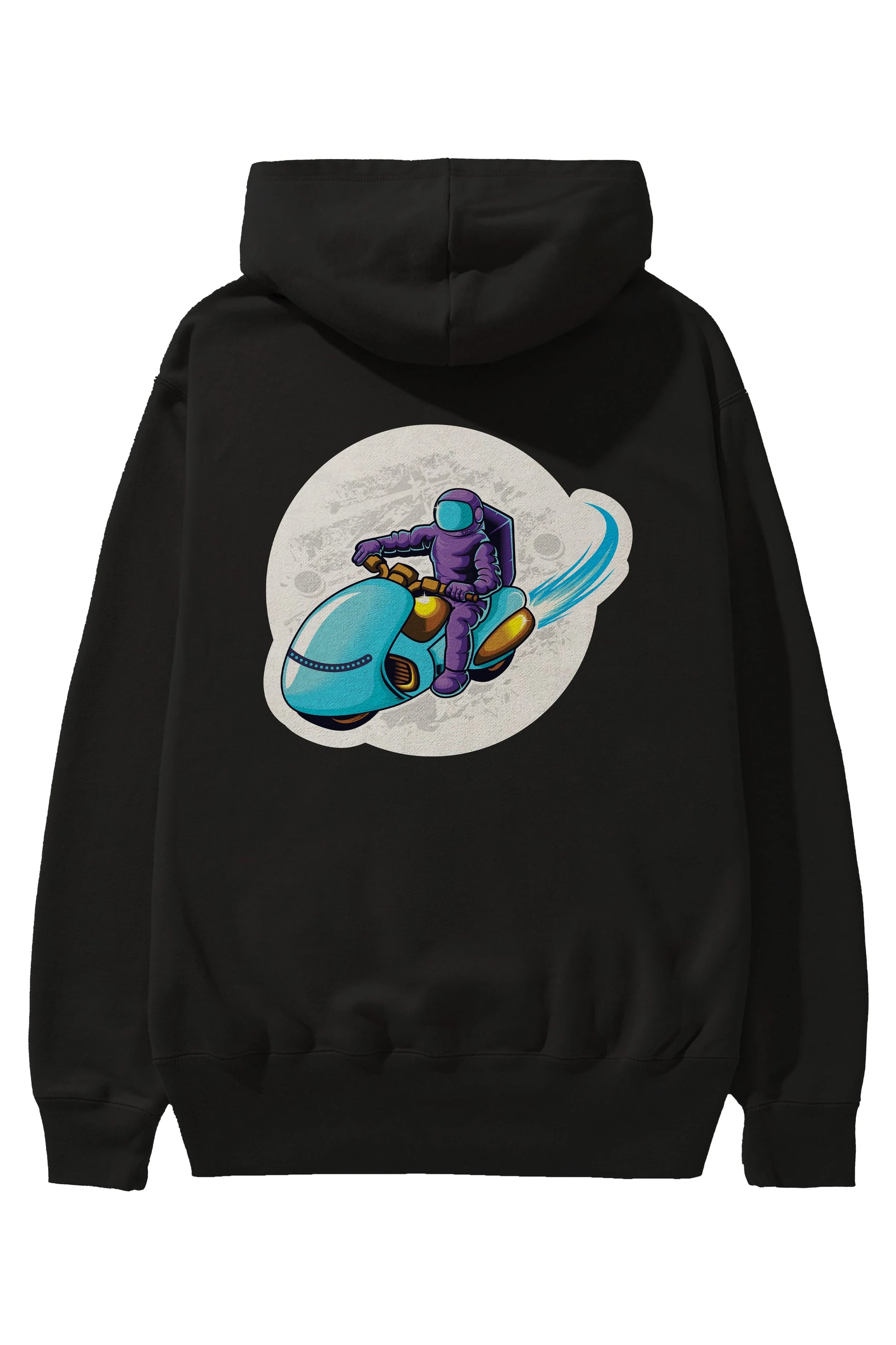 Astrorider in Space Sticker Arka Baskılı Hoodie Oversize Kapüşonlu Sweatshirt Erkek Kadın Unisex