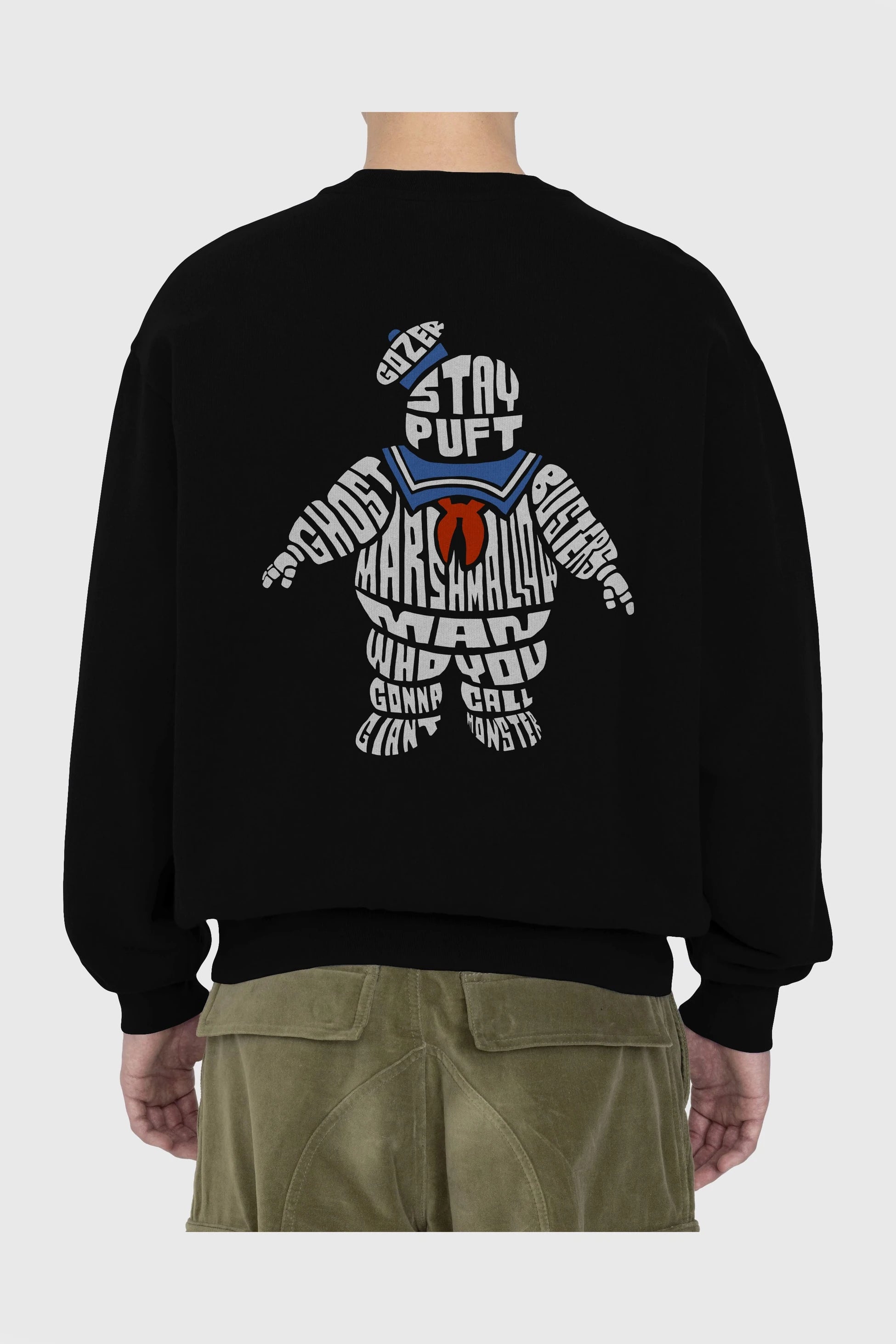 Stay Puft Arka Baskılı Oversize Sweatshirt Erkek Kadın Unisex