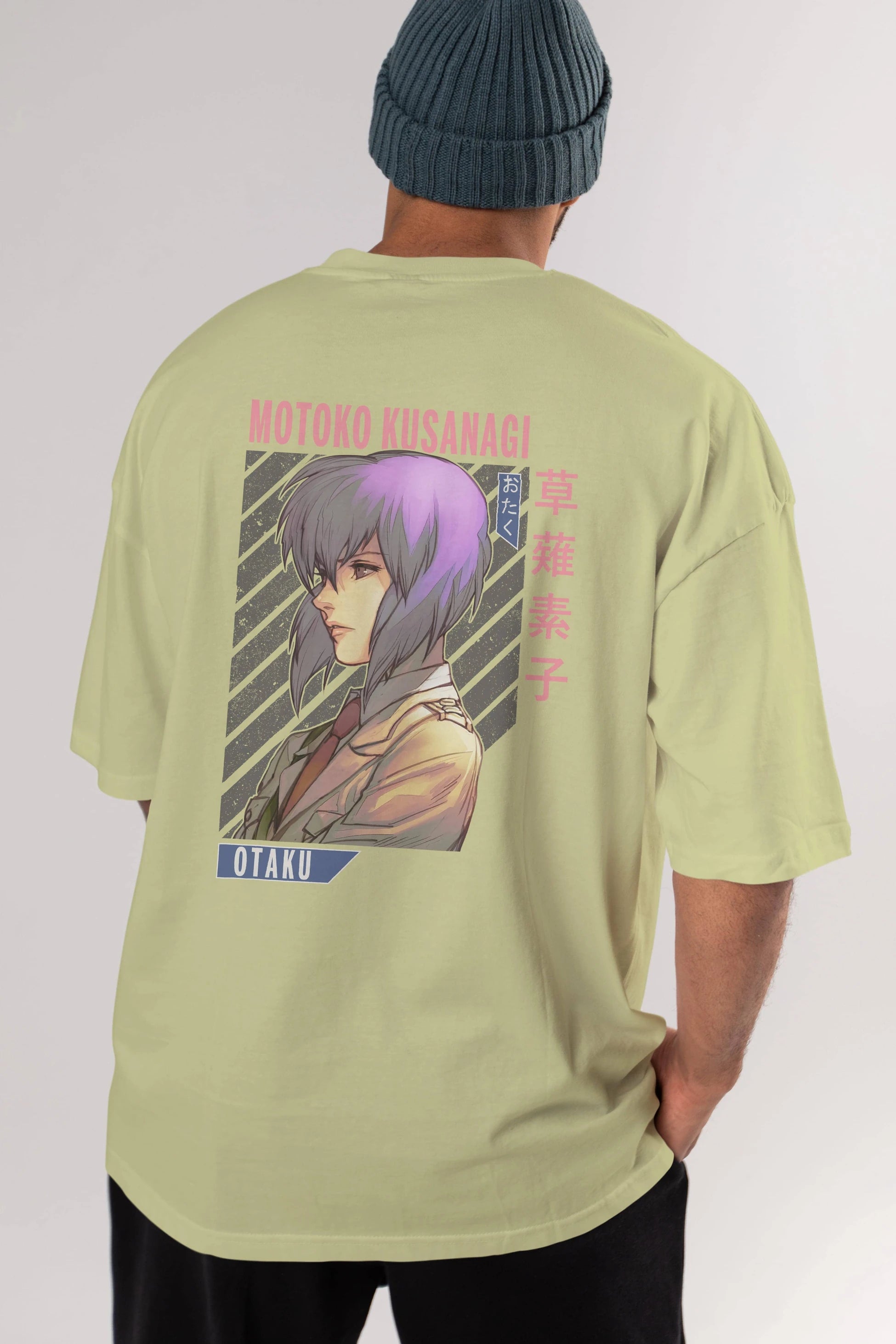 Motoko Kusanagi 4 Anime Arka Baskılı Oversize t-shirt Erkek Kadın Unisex