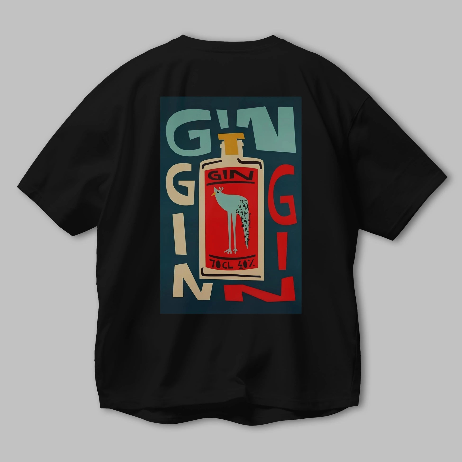 Gin 2 Arka Baskılı Oversize t-shirt Erkek Kadın Unisex %100 Pamuk Bisiklet Yaka tişort