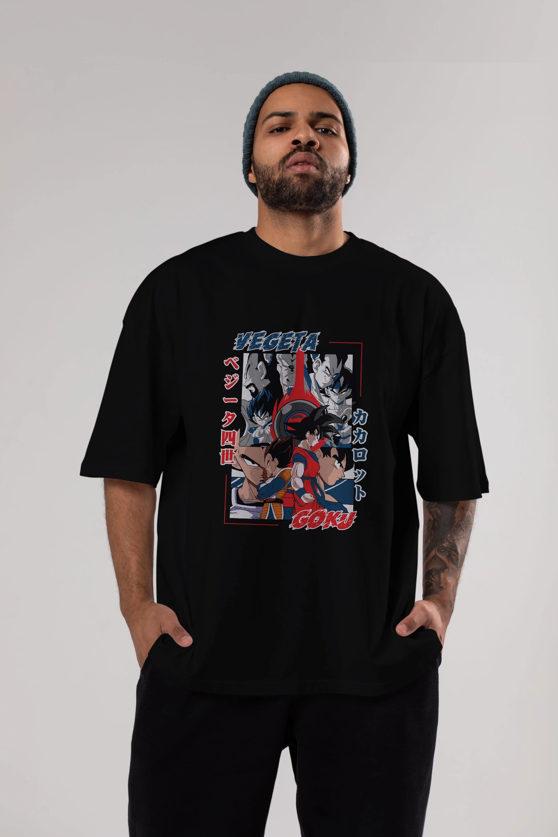 VEGETA VS GOKU Anime Ön Baskılı Oversize t-shirt %100 pamuk Erkek Kadın Unisex