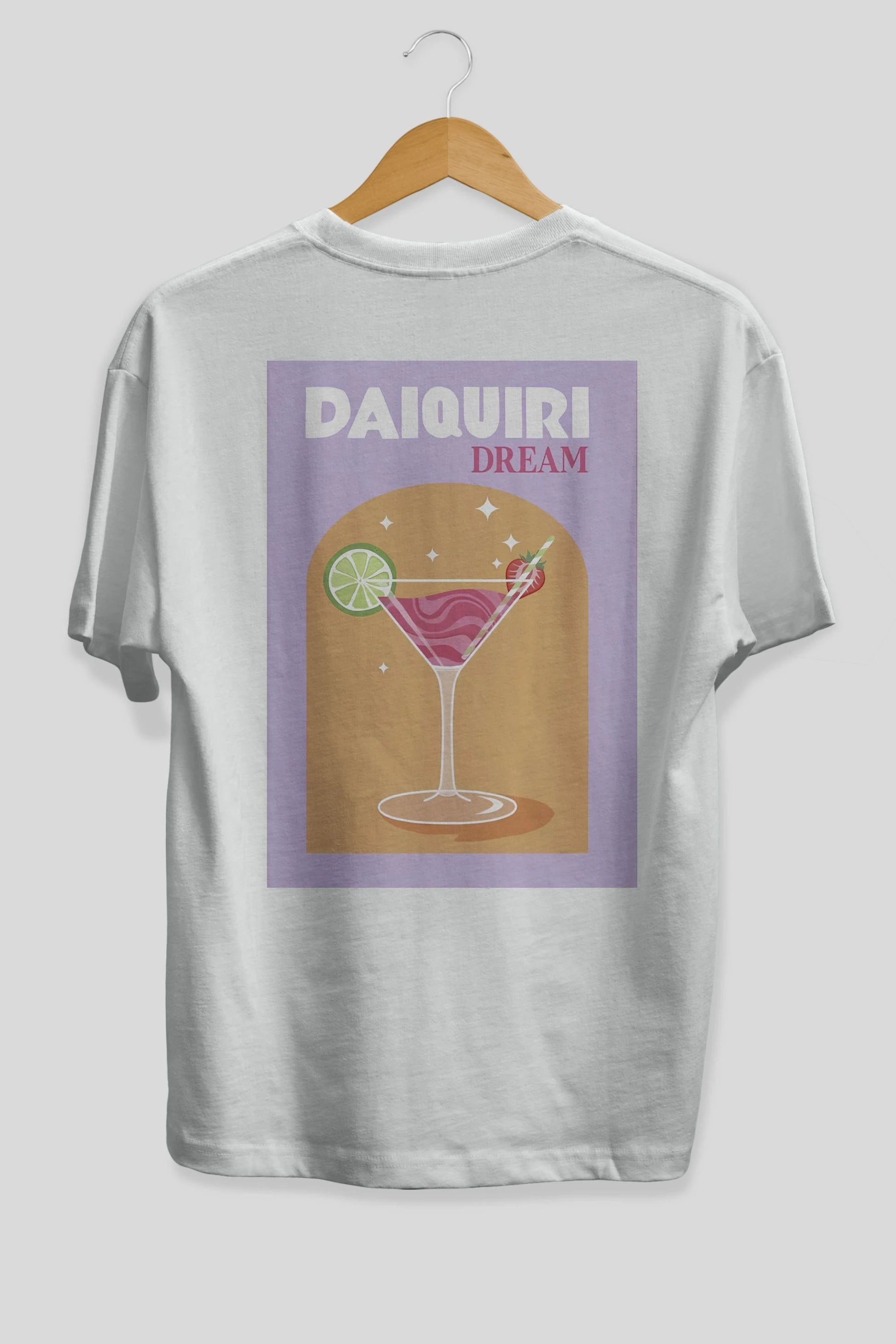 Daiquiri Dream Arka Baskılı Oversize t-shirt Erkek Kadın Unisex %100 Pamuk Bisiklet Yaka tişort