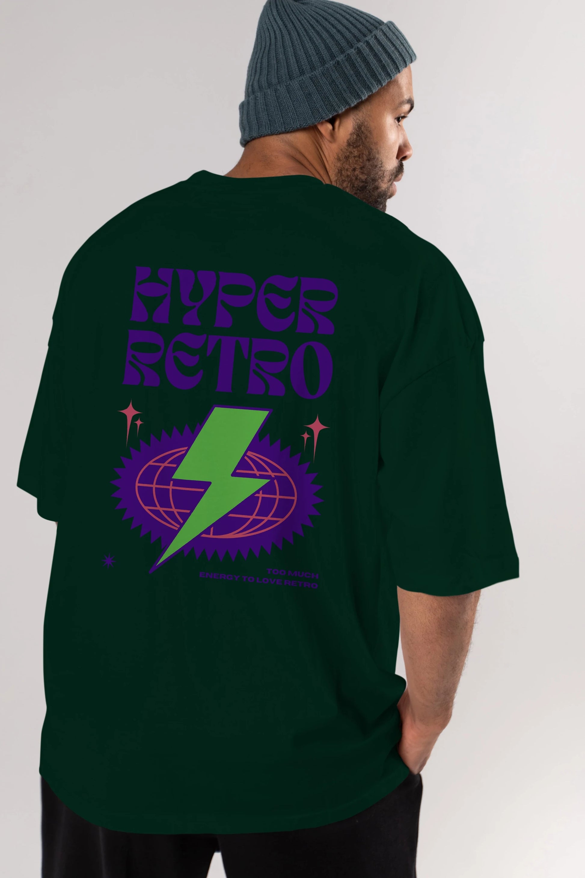 Hyper Retro Yazılı Arka Baskılı Oversize t-shirt Erkek Kadın Unisex