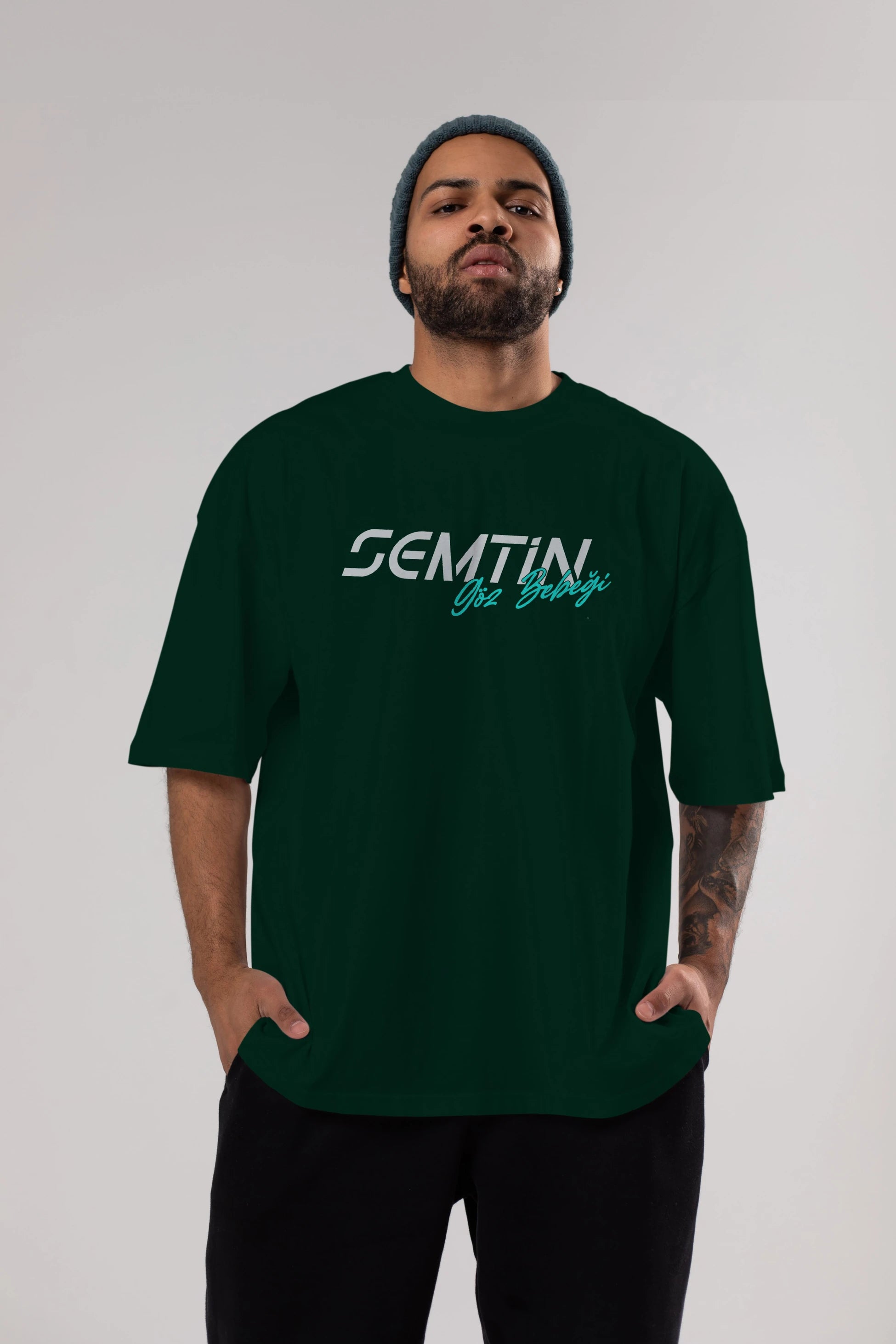 Semtin Göz Bebeği Ön Baskılı Oversize t-shirt %100 pamuk Erkek Kadın Unisex