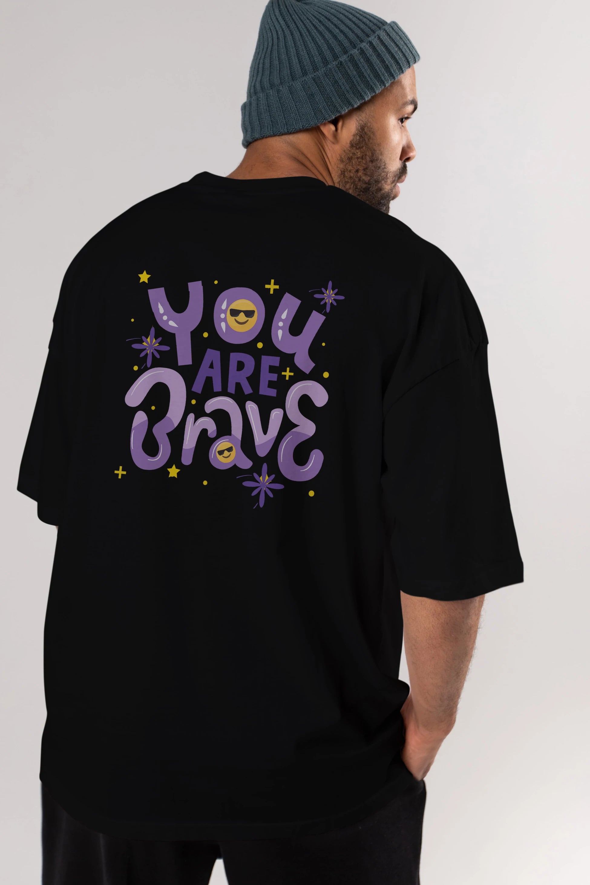 You Are Brave Yazılı Arka Baskılı Oversize t-shirt Erkek Kadın Unisex