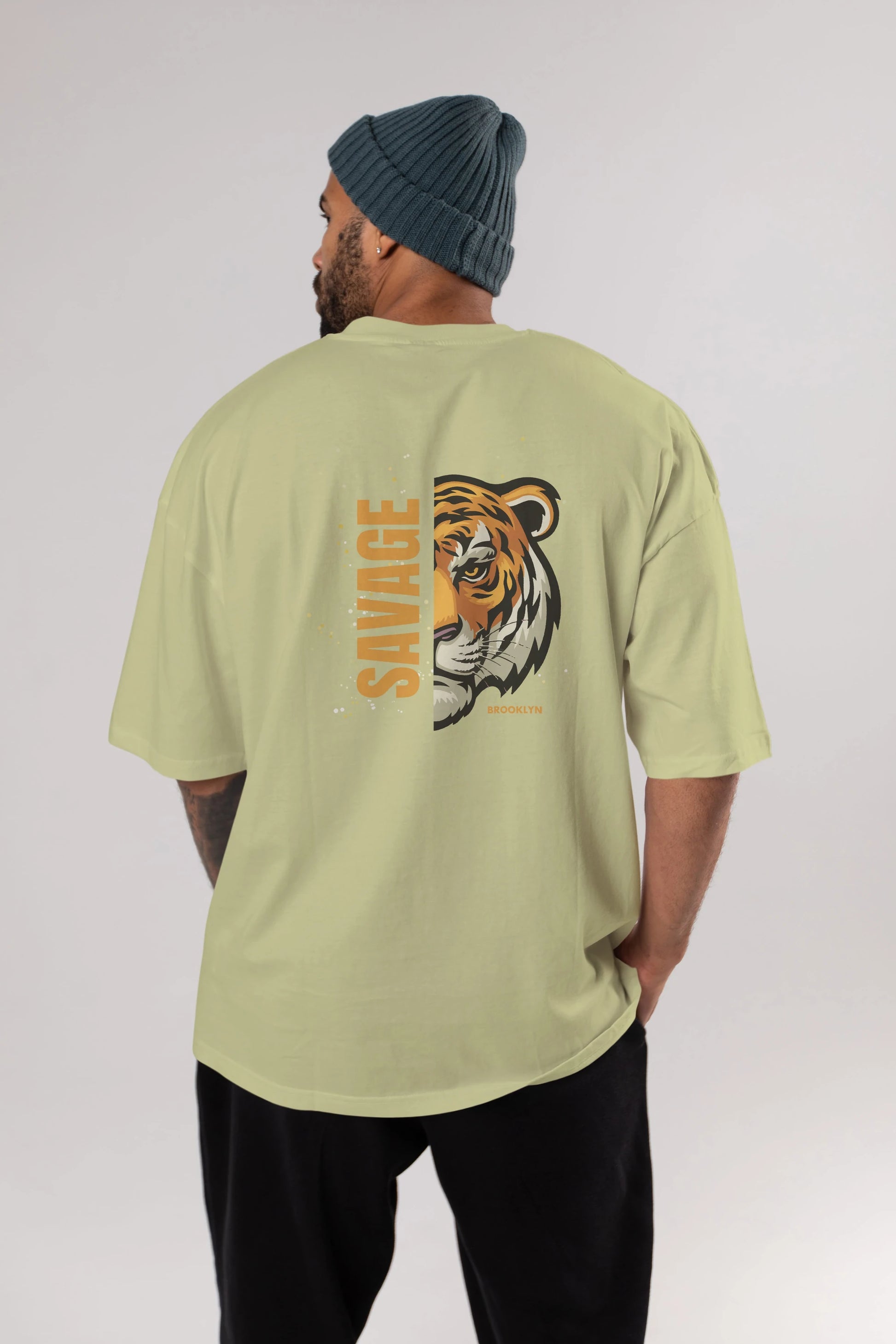 Savage Brooklyn Yazılı Arka Baskılı Oversize t-shirt Erkek Kadın Unisex