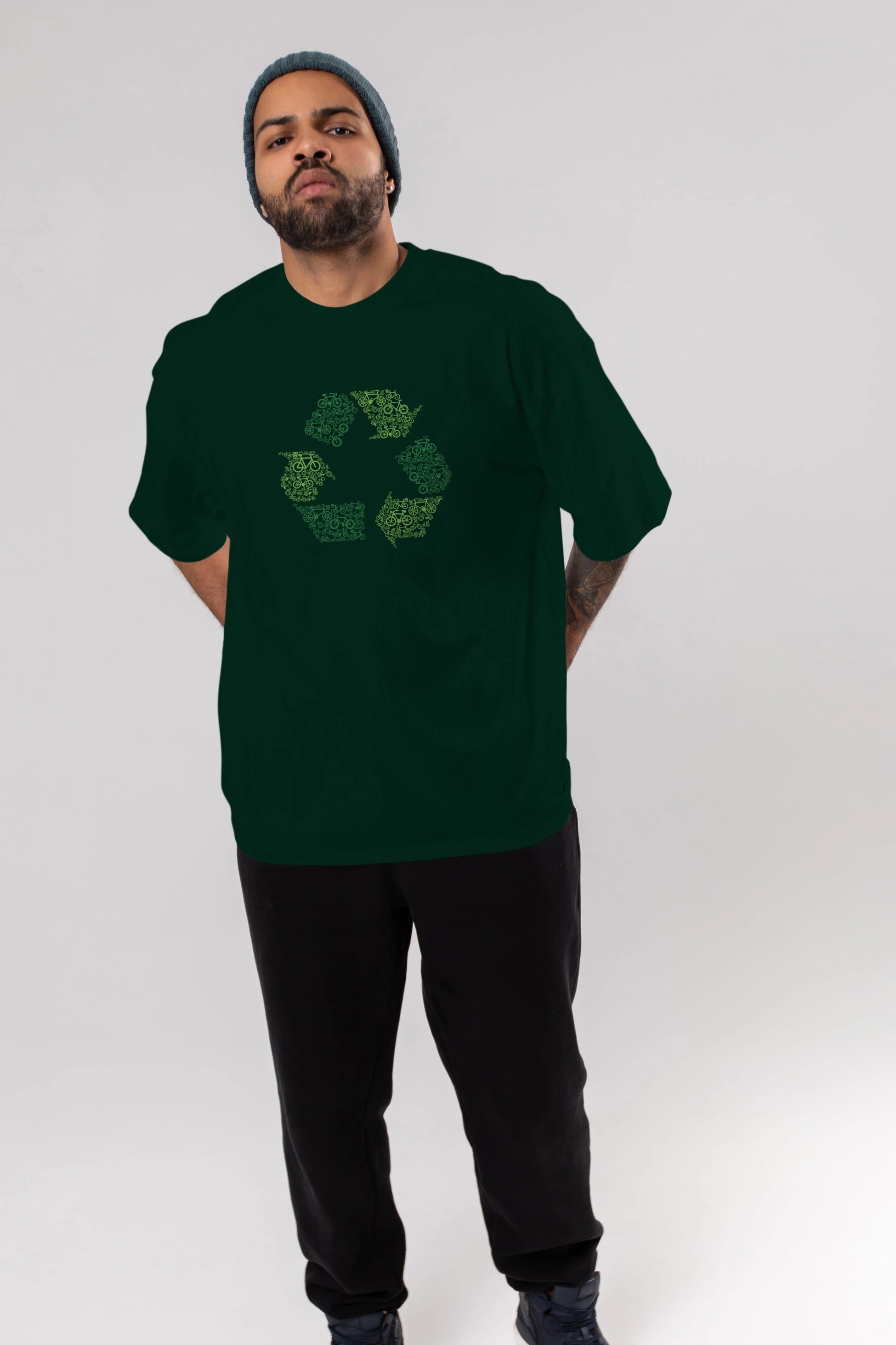 Recycling Ön Baskılı Oversize t-shirt %100 pamuk Erkek Kadın Unisex