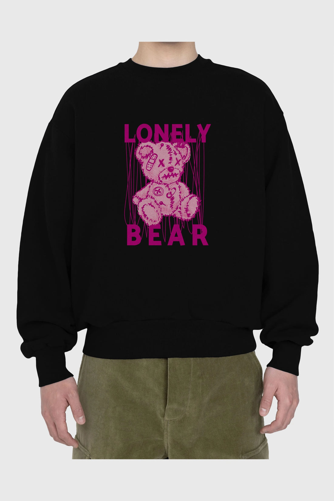 Lonely Bear Ön Baskılı Oversize Sweatshirt Erkek Kadın Unisex