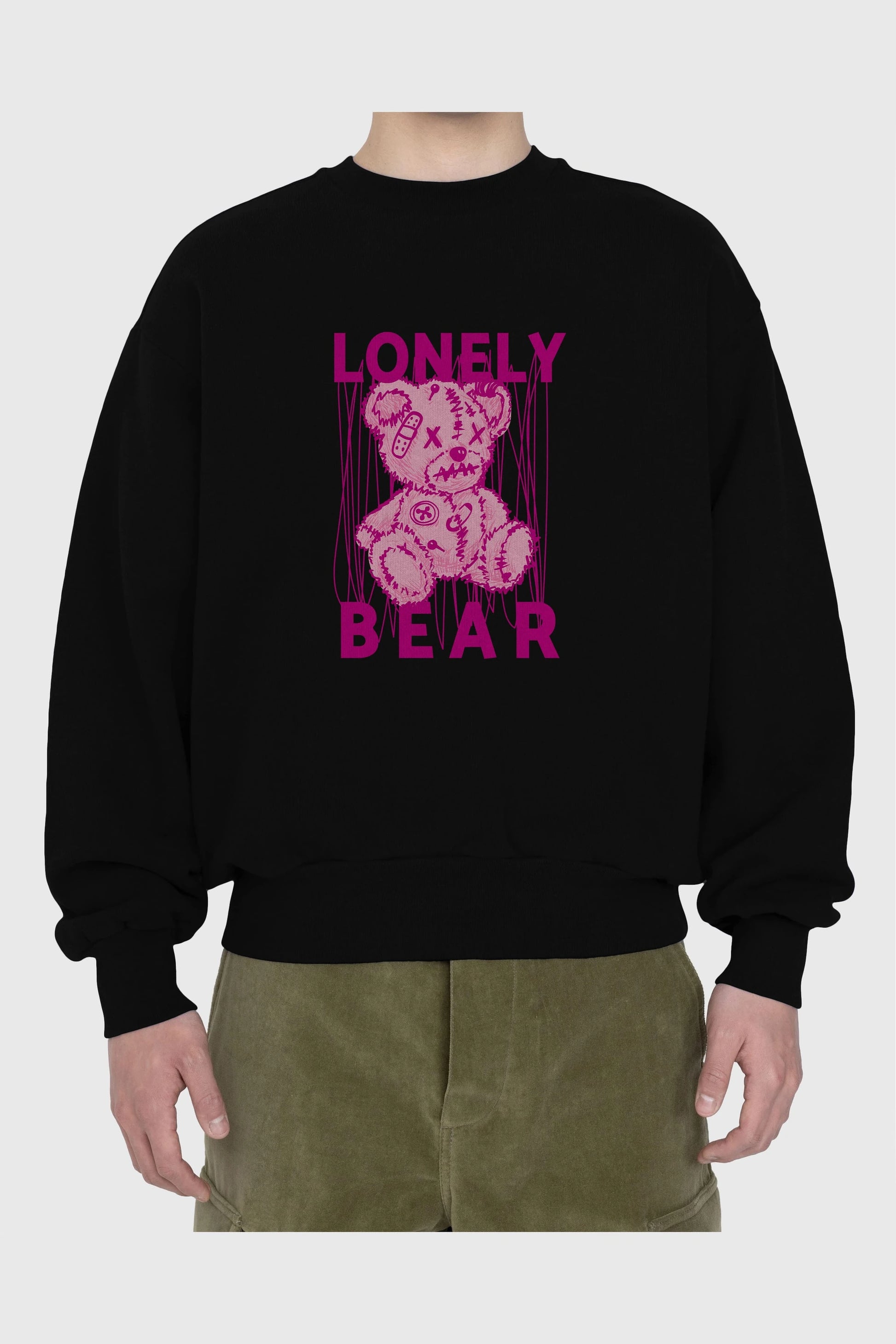 Lonely Bear Ön Baskılı Oversize Sweatshirt Erkek Kadın Unisex