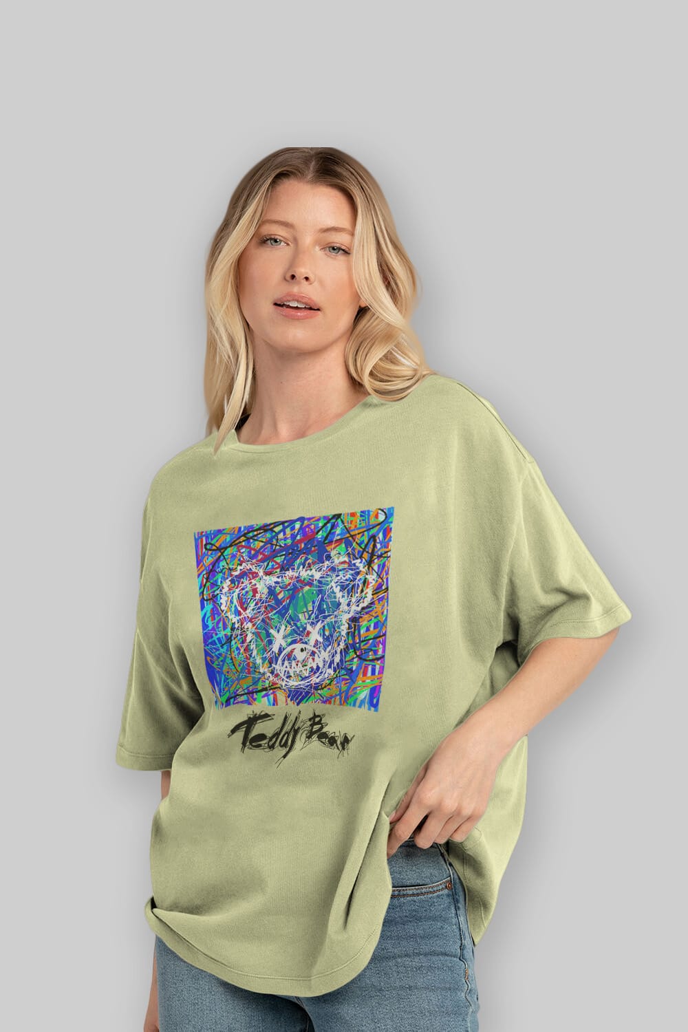 Teddy Bear 3 Ön Baskılı Oversize t-shirt Erkek Kadın Unisex