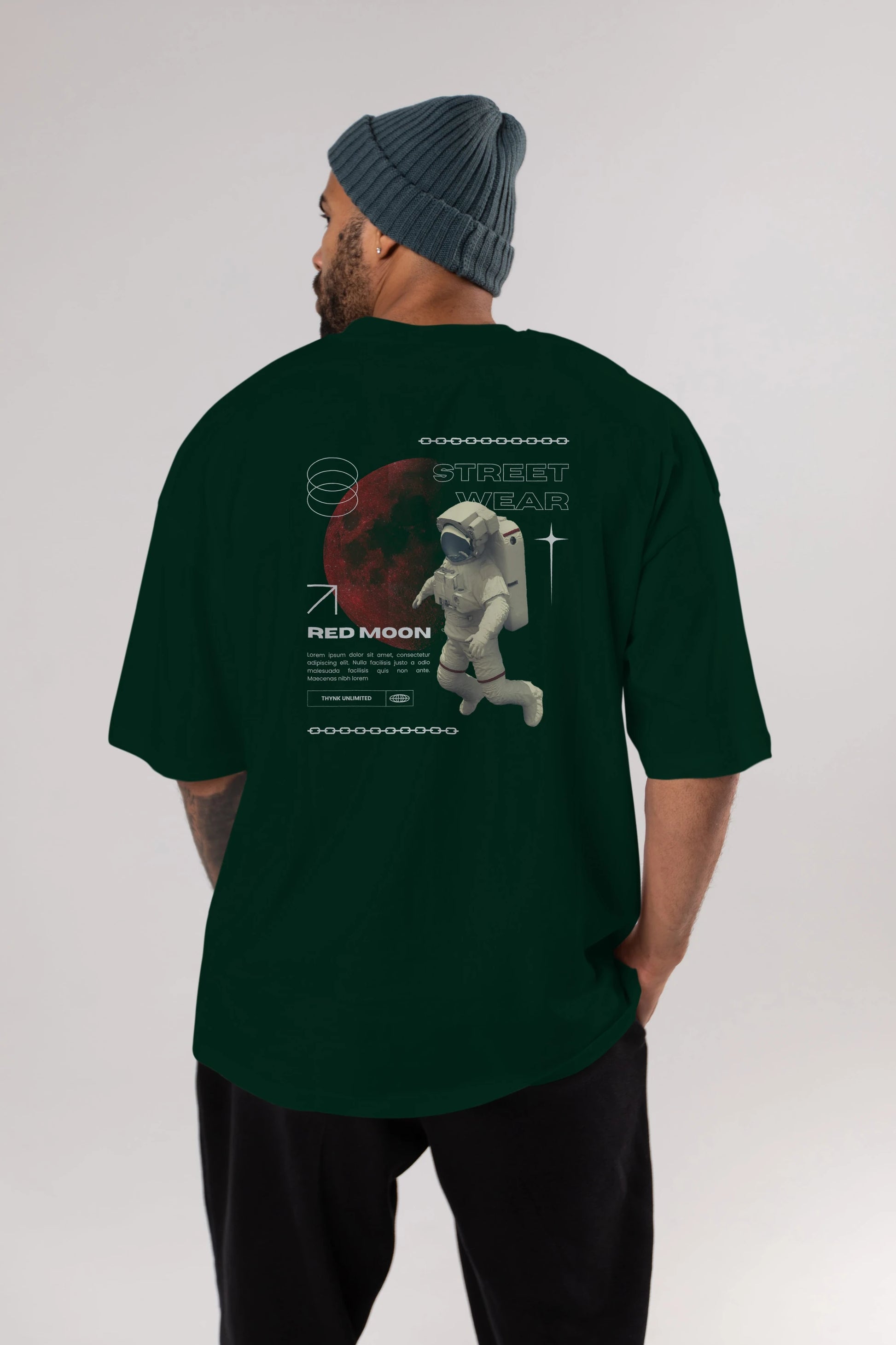 Red Moon Streetwear Arka Baskılı Oversize t-shirt Erkek Kadın Unisex