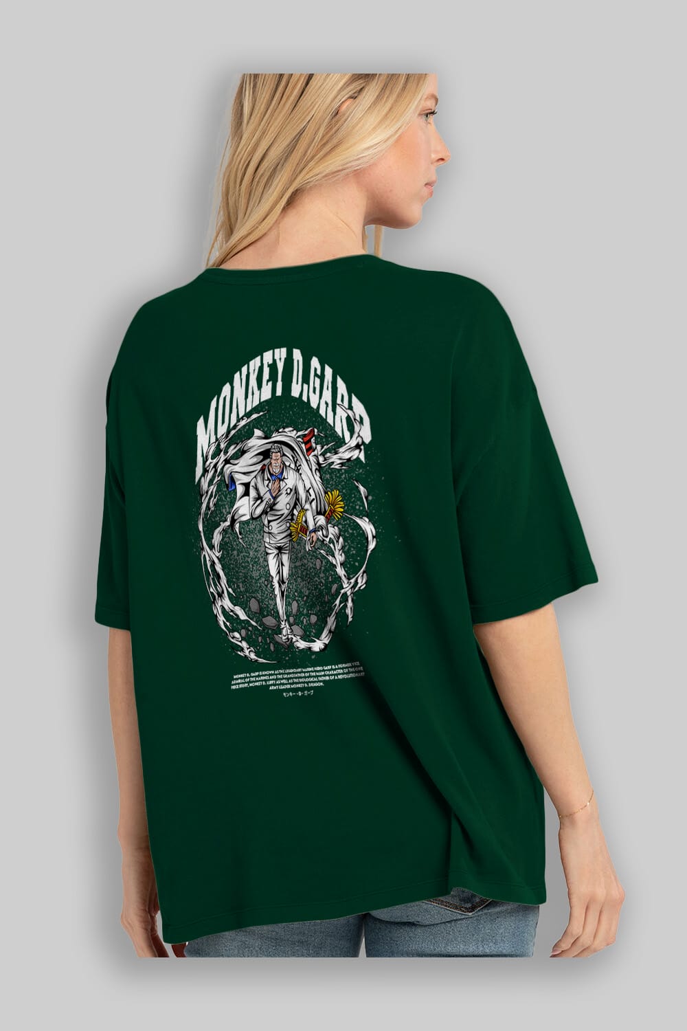 Monkey D. Garp Anime Arka Baskılı Oversize t-shirt Erkek Kadın Unisex