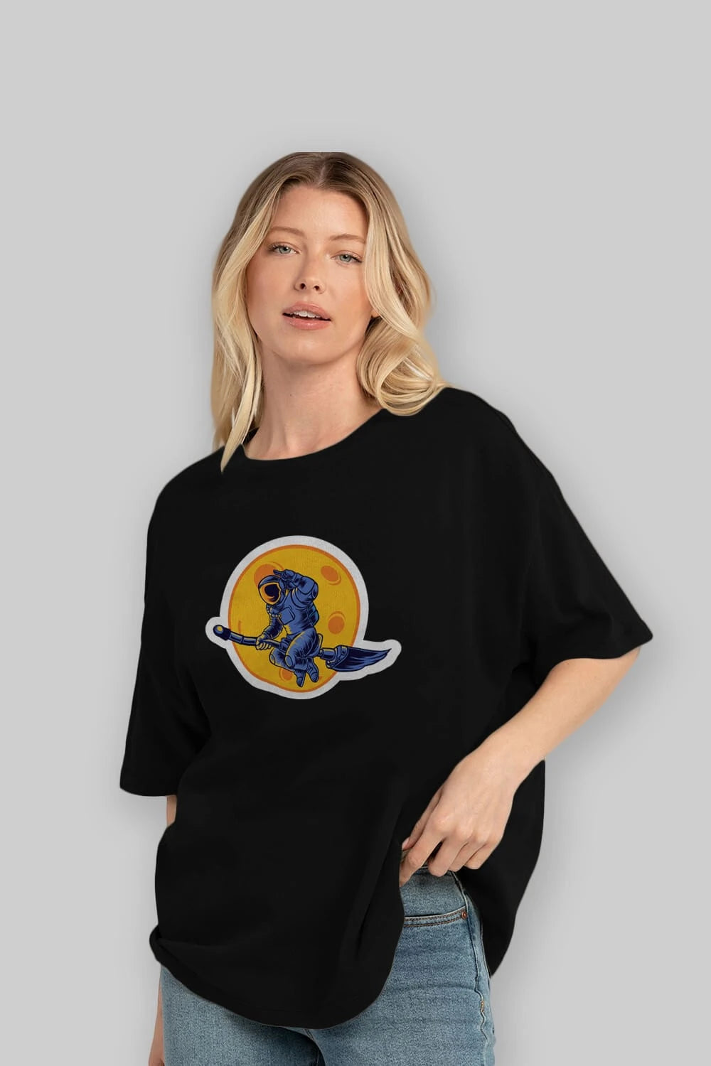 Space Witch Sticker Ön Baskılı Oversize t-shirt Erkek Kadın Unisex