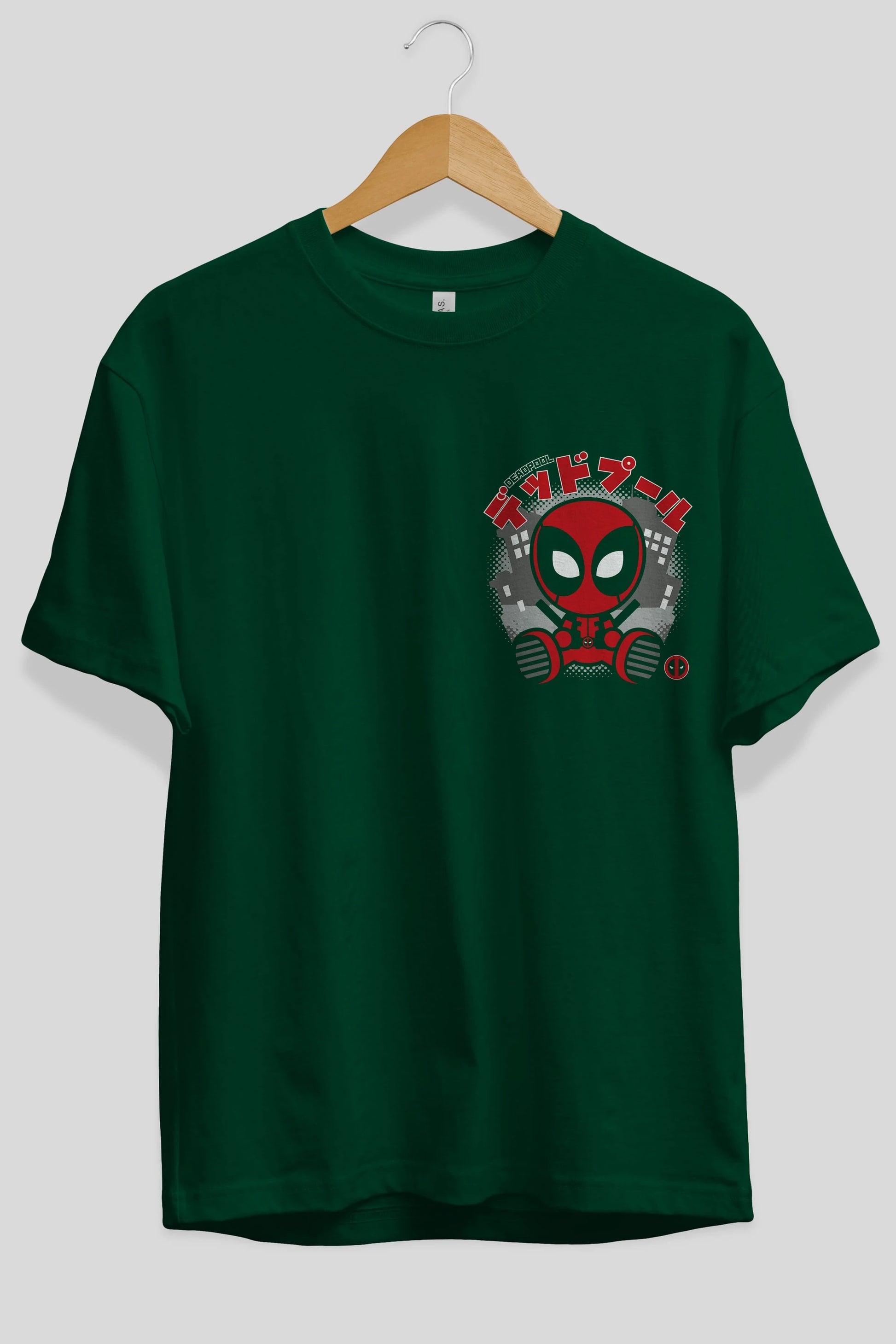 Deadpool (15) Ön Sol Baskılı Oversize t-shirt Erkek Kadın Unisex %100 Pamuk Bisiklet Yaka tişort