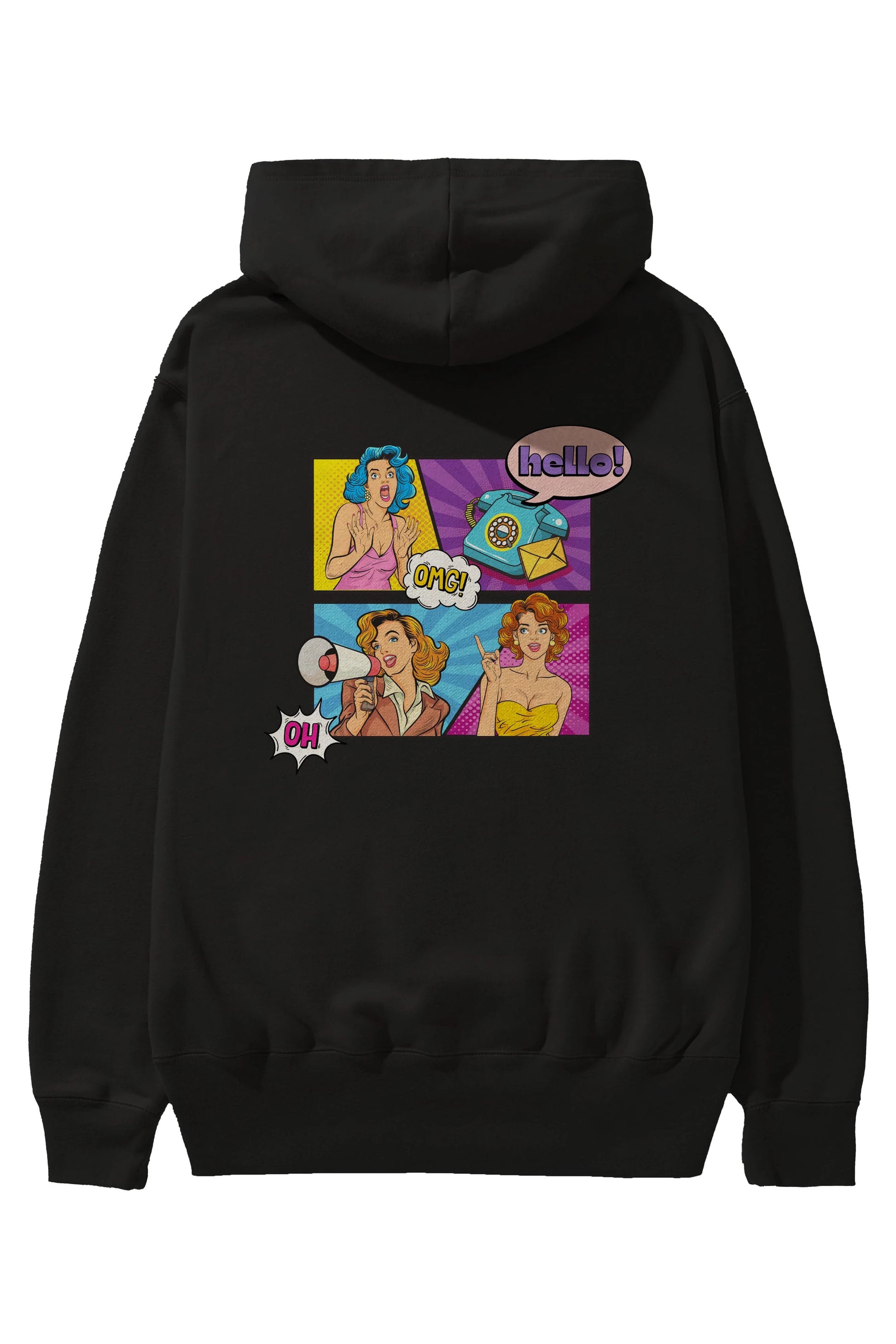 Hello OMG Arka Baskılı Oversize Hoodie Kapüşonlu Sweatshirt Erkek Kadın Unisex