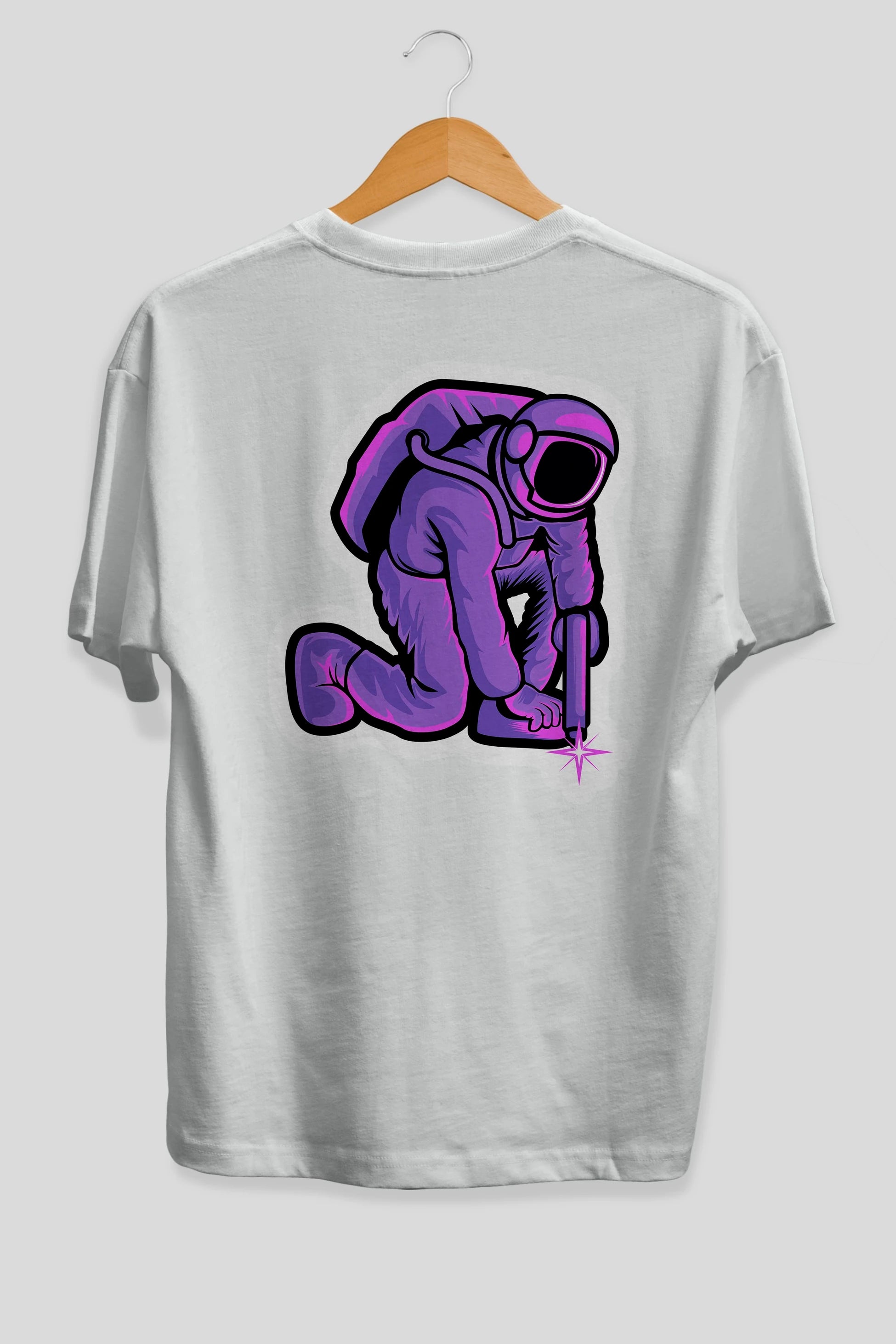 Welding in Space Sticker Arka Baskılı Oversize t-shirt Erkek Kadın Unisex