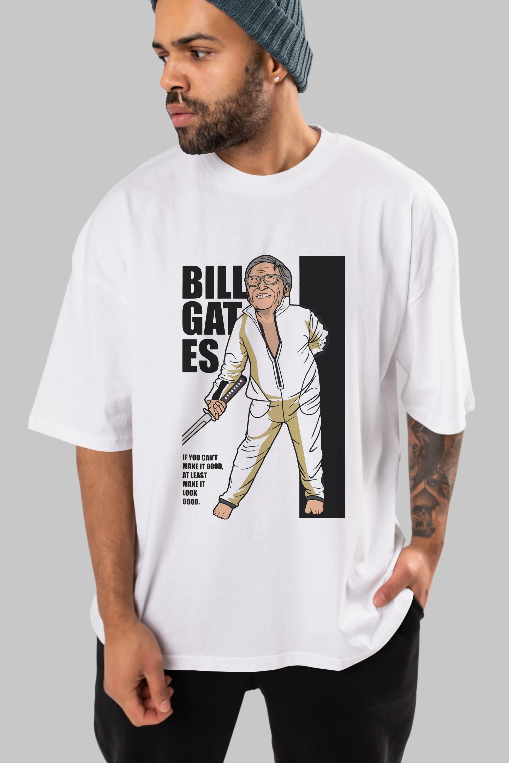 Bill Gates Ön Baskılı Oversize t-shirt Erkek Kadın Unisex %100 Pamuk tişort
